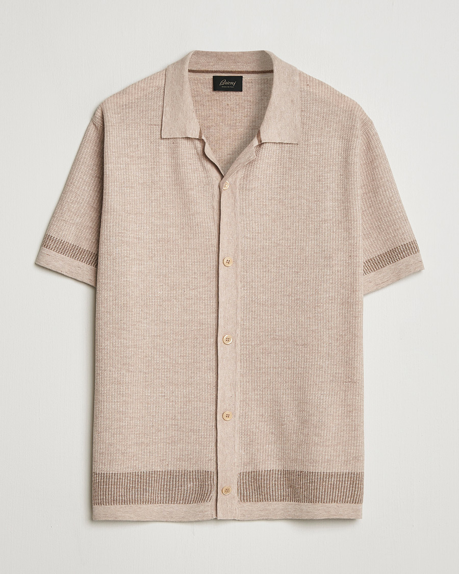 Herr | Skjortor | Brioni | Cotton/Linen Cuban Shirt Beige