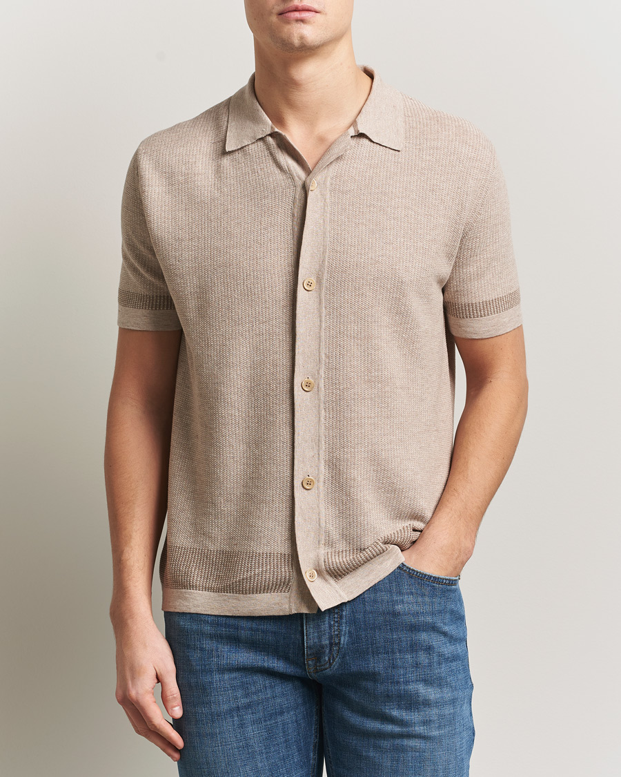 Herr | Skjortor | Brioni | Cotton/Linen Cuban Shirt Beige
