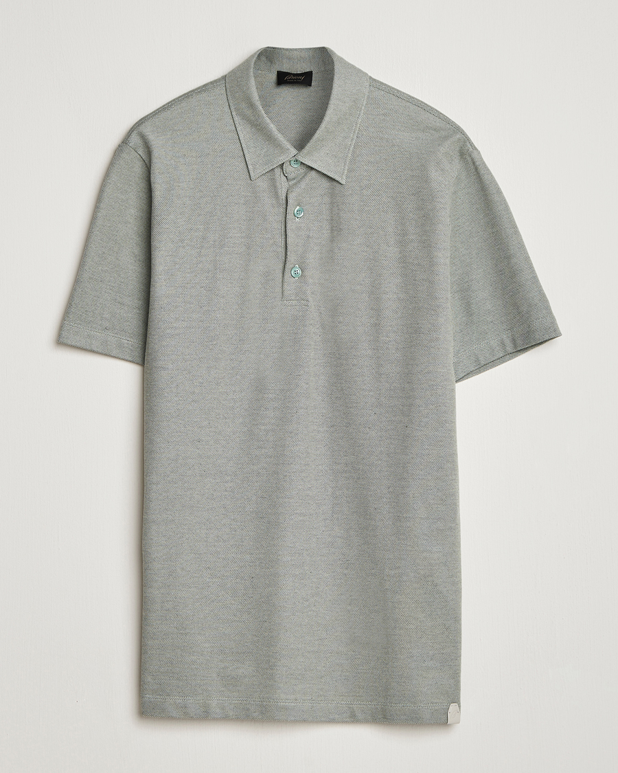 Herr | Pikéer | Brioni | Short Sleeve Cotton Piquet Polo Light Green