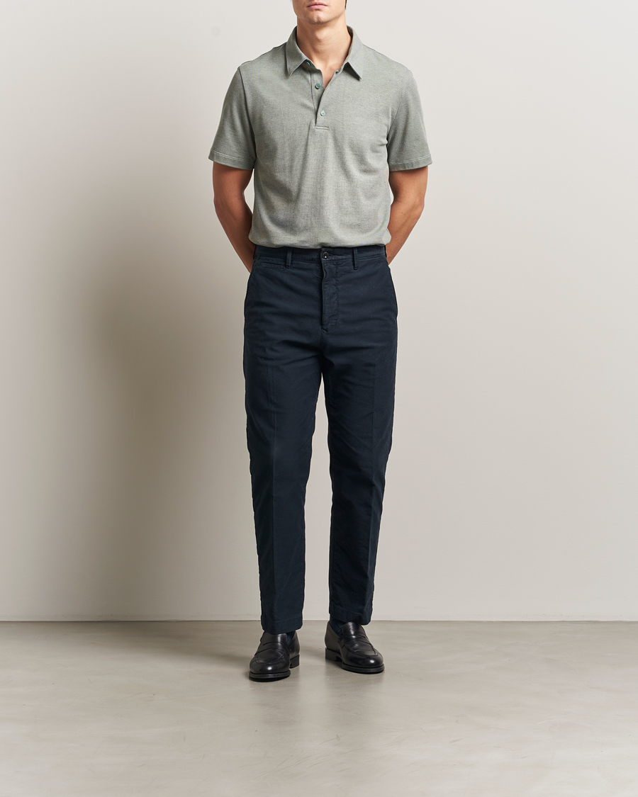Herr | Pikéer | Brioni | Short Sleeve Cotton Piquet Polo Light Green