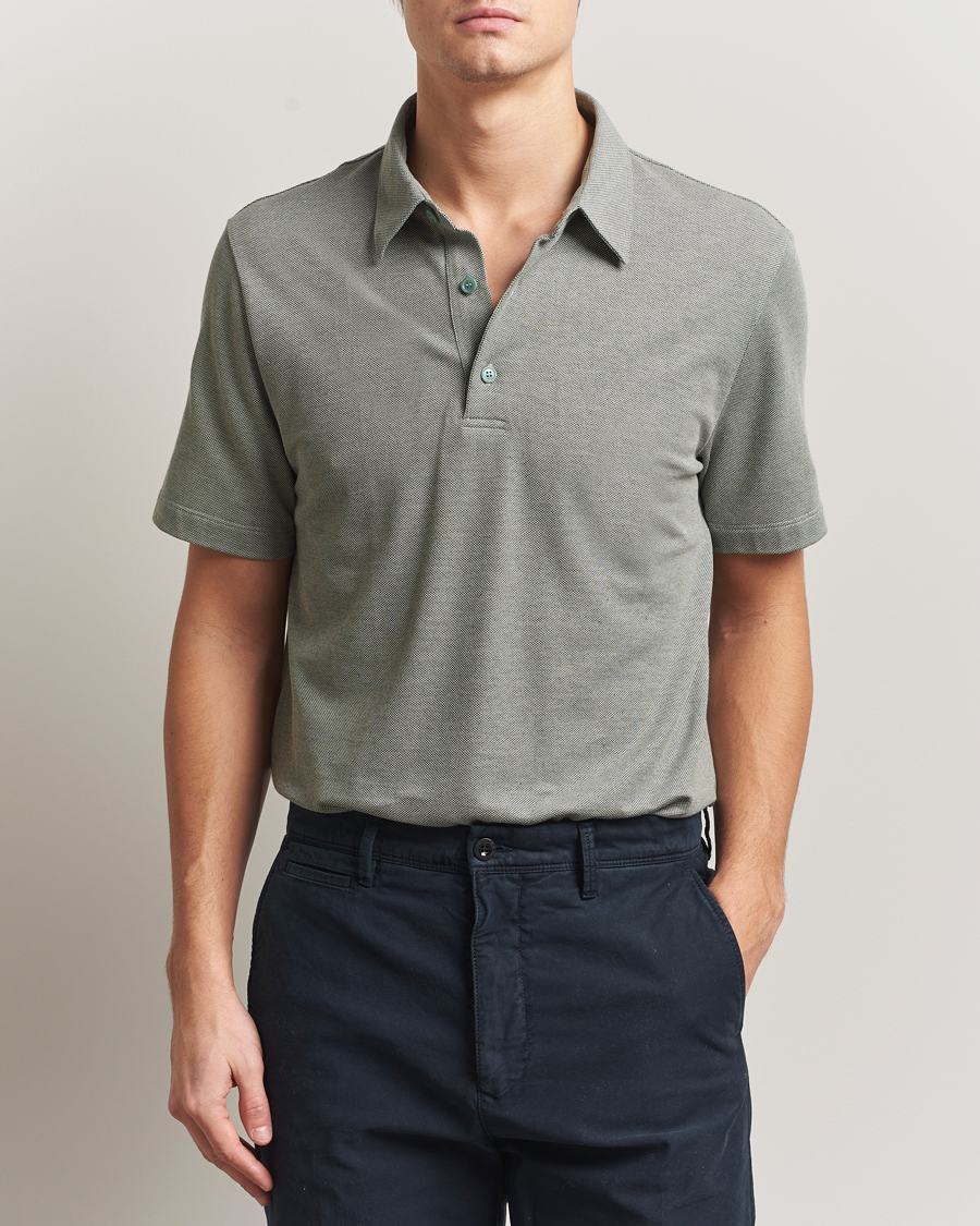 Herr | Pikéer | Brioni | Short Sleeve Cotton Piquet Polo Light Green