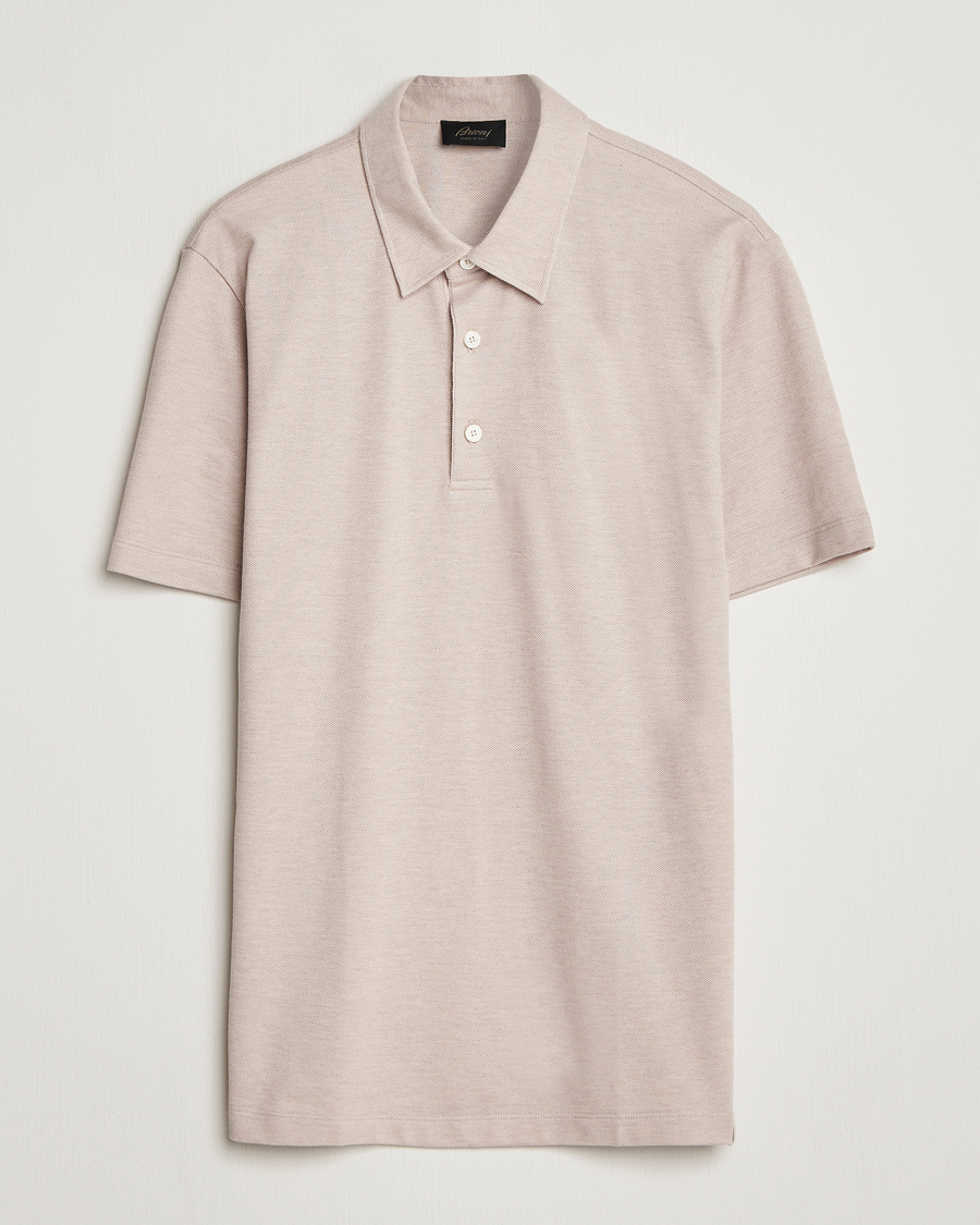 Herr | Pikéer | Brioni | Short Sleeve Cotton Piquet Polo  Beige