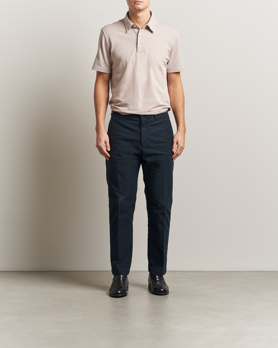 Herr | Pikéer | Brioni | Short Sleeve Cotton Piquet Polo Beige
