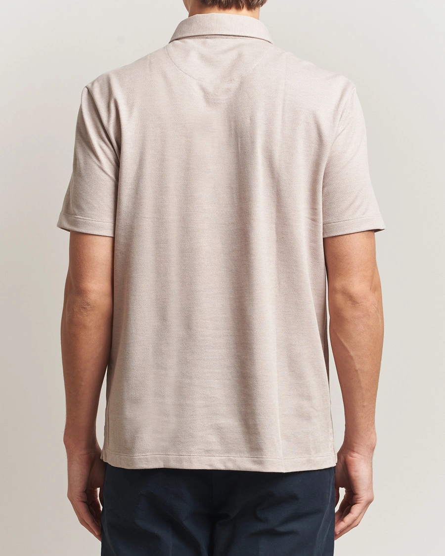 Herr | Pikéer | Brioni | Short Sleeve Cotton Piquet Polo Beige