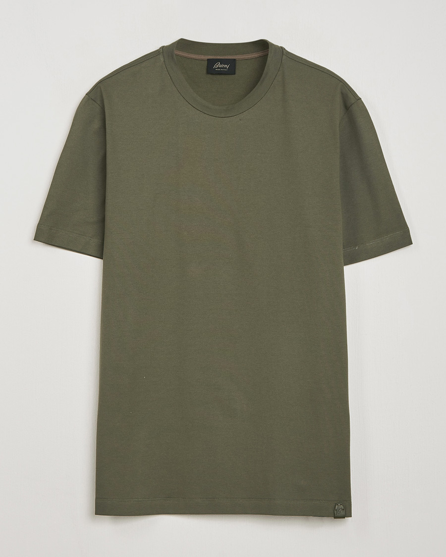 Herr | T-Shirts | Brioni | Short Sleeve Cotton T-Shirt Military