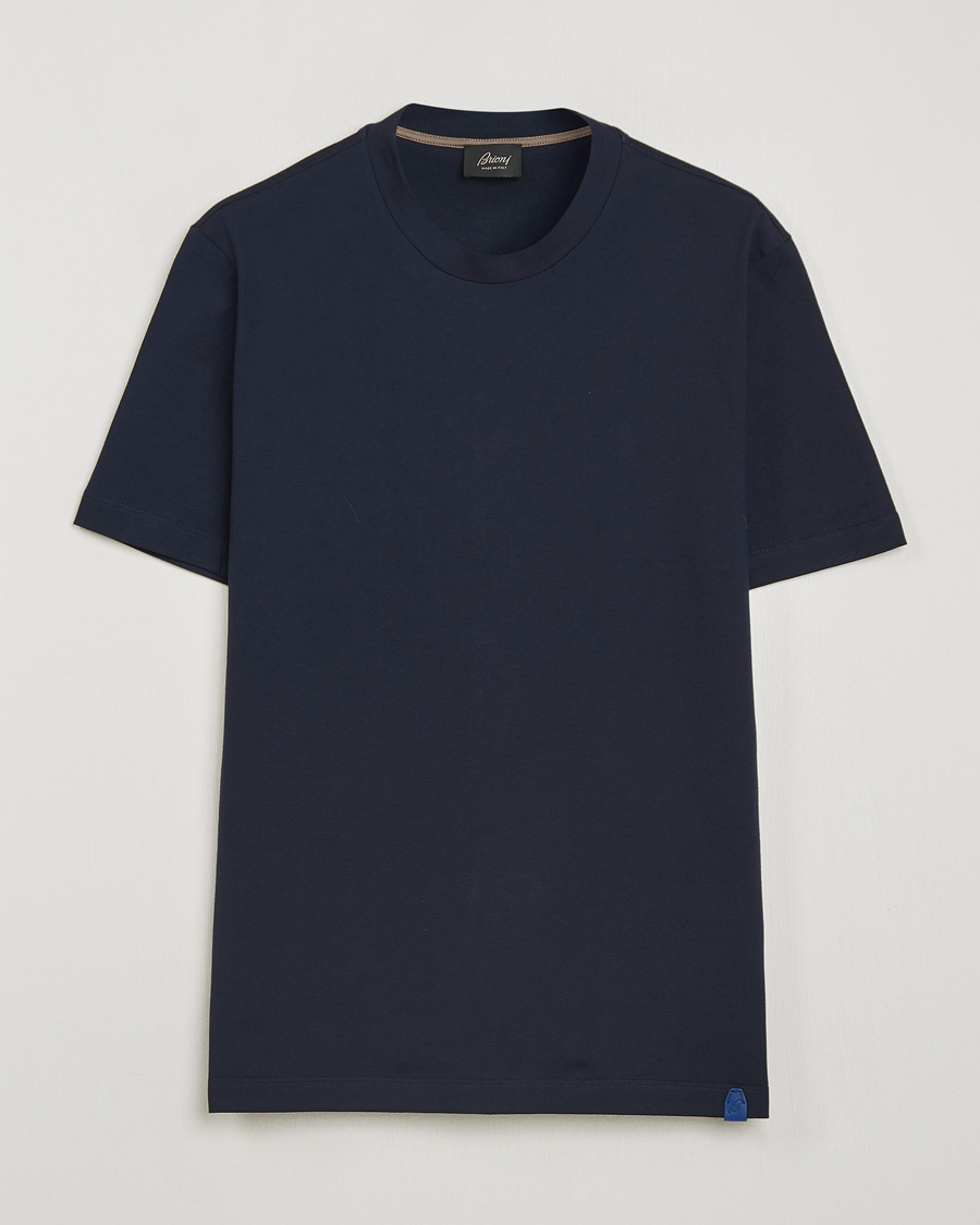 Herr | T-Shirts | Brioni | Short Sleeve Cotton T-Shirt Navy