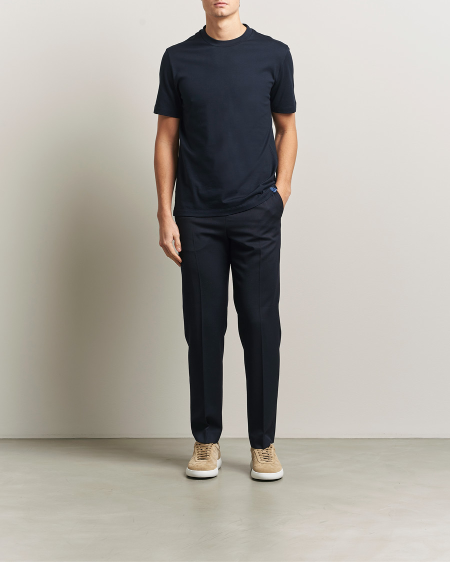 Herr | T-Shirts | Brioni | Short Sleeve Cotton T-Shirt Navy