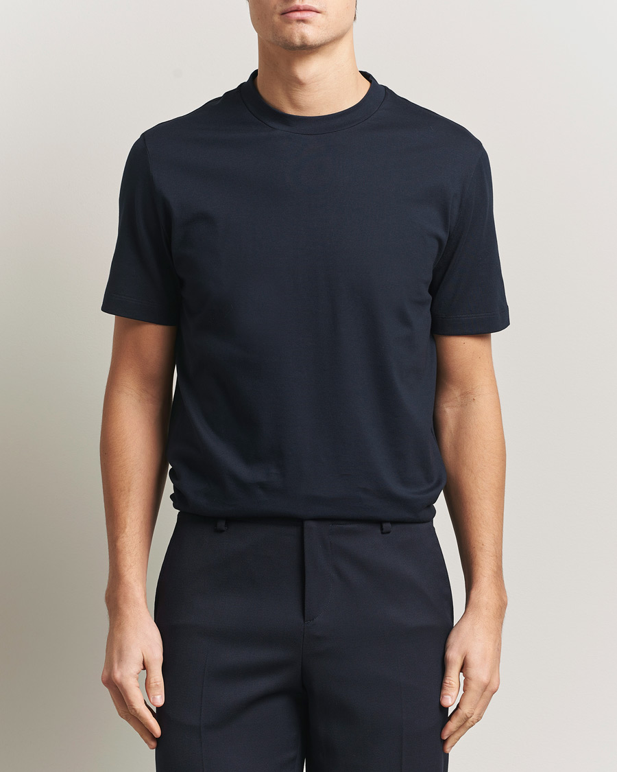 Herr | T-Shirts | Brioni | Short Sleeve Cotton T-Shirt Navy
