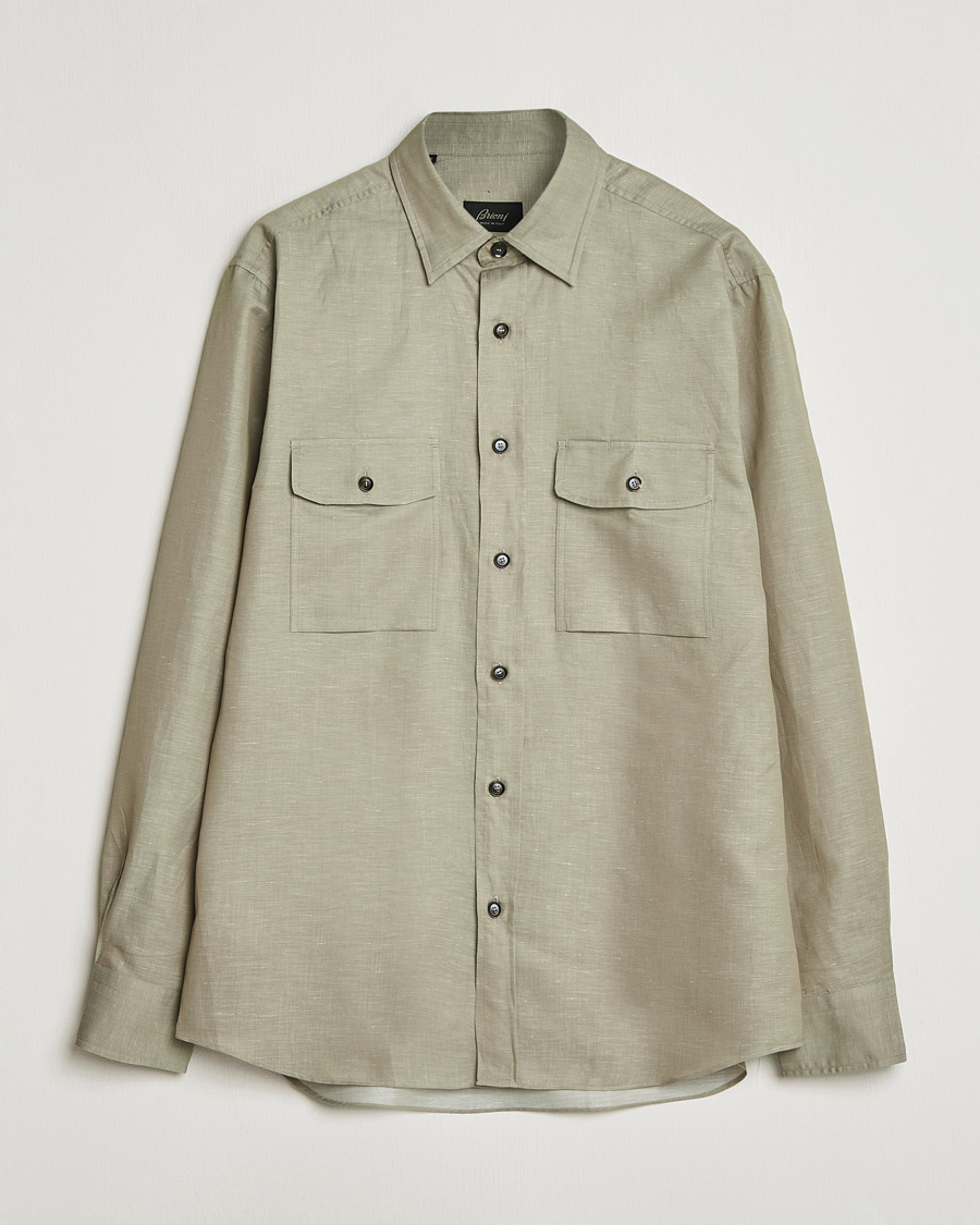 Herr | Skjortor | Brioni | Cotton/Linen Overshirt Olive