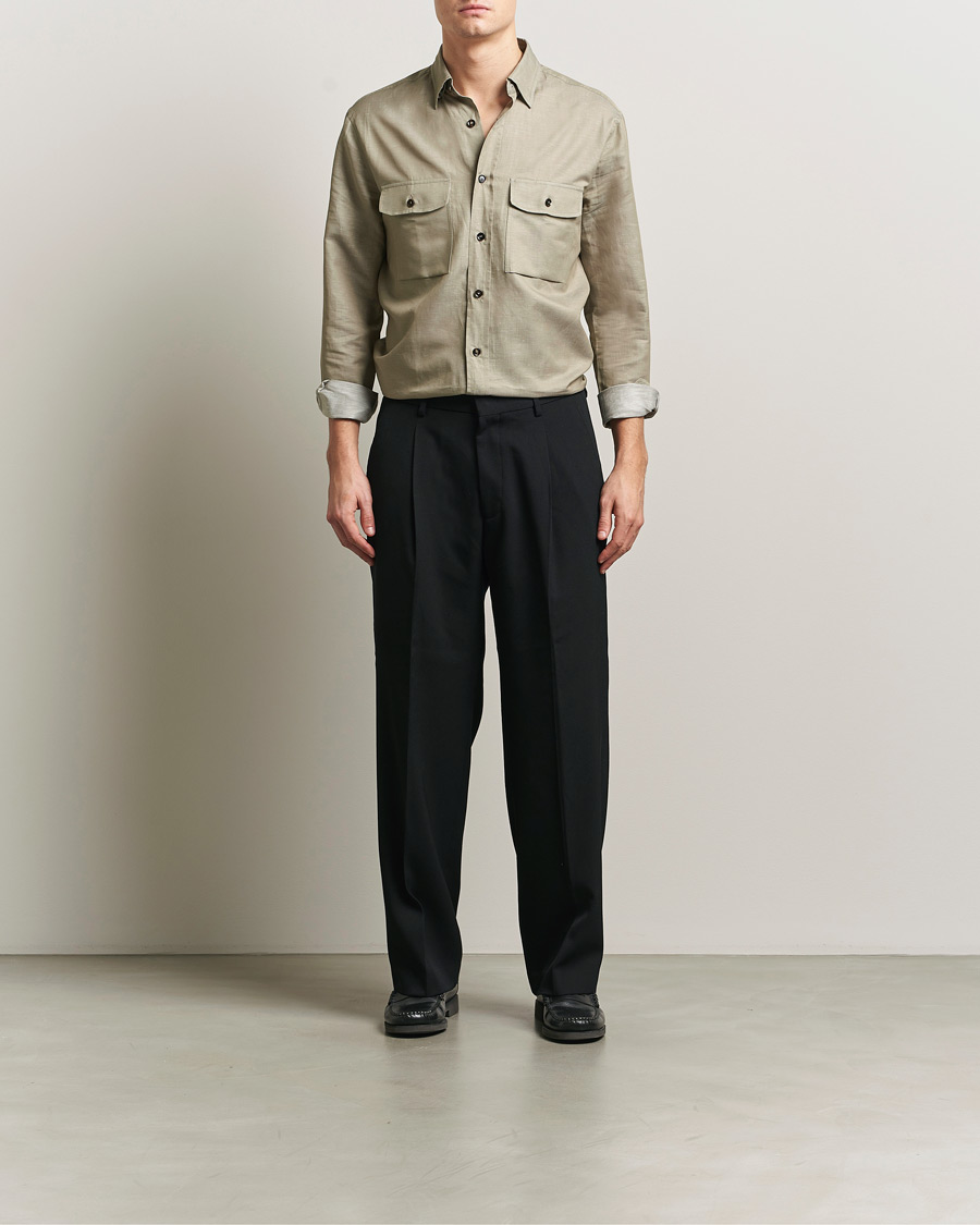 Herr | Skjortor | Brioni | Cotton/Linen Overshirt Olive