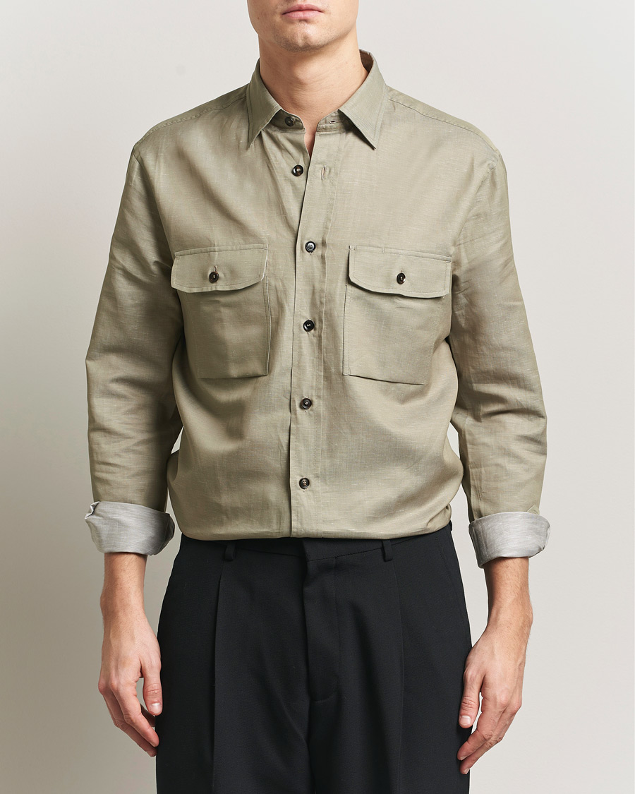 Herr | Skjortor | Brioni | Cotton/Linen Overshirt Olive