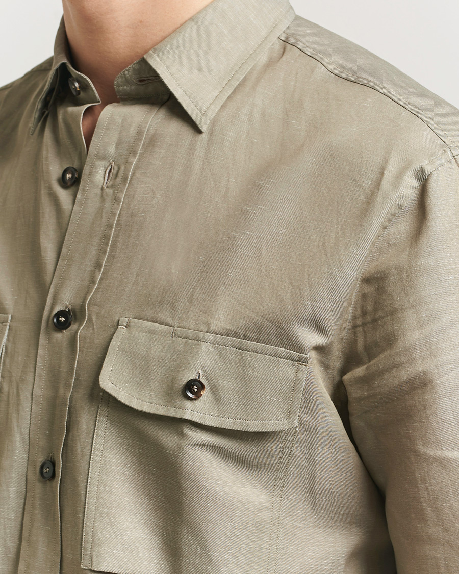 Herr | Skjortor | Brioni | Cotton/Linen Overshirt Olive