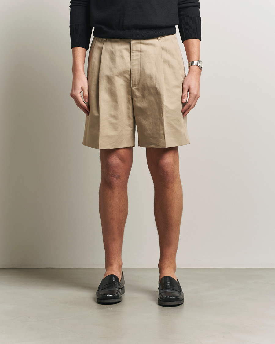 Herr | Shorts | Brioni | Cotton/Linen Drawstring Shorts Beige