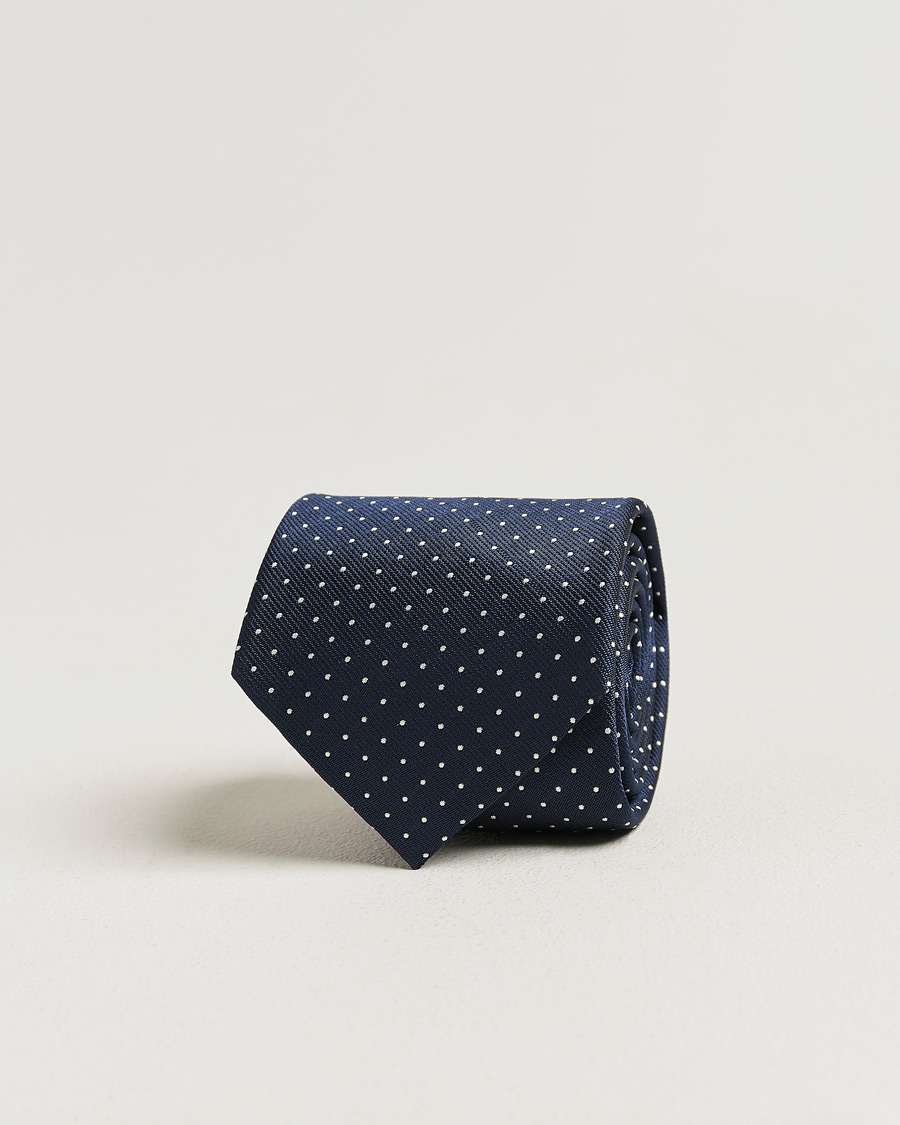 Herr | Slipsar | Brioni | Jacquard Dot Silk Tie Navy