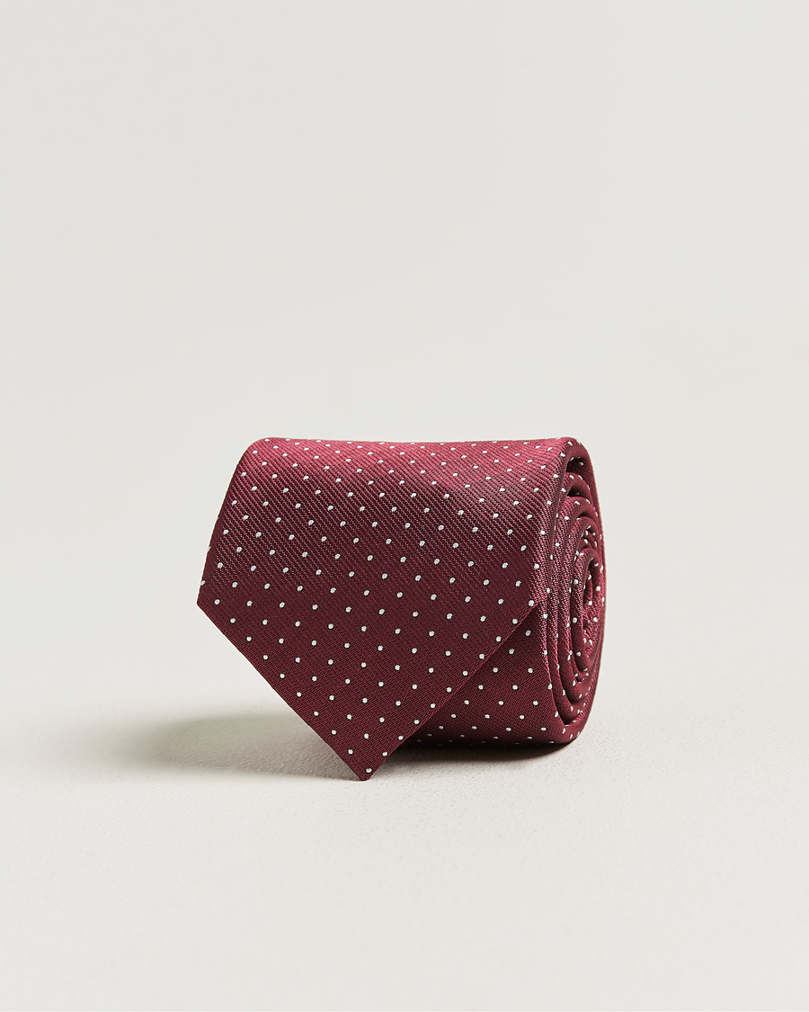 Herr | Slipsar | Brioni | Jacquard Dot Silk Tie Burgundy