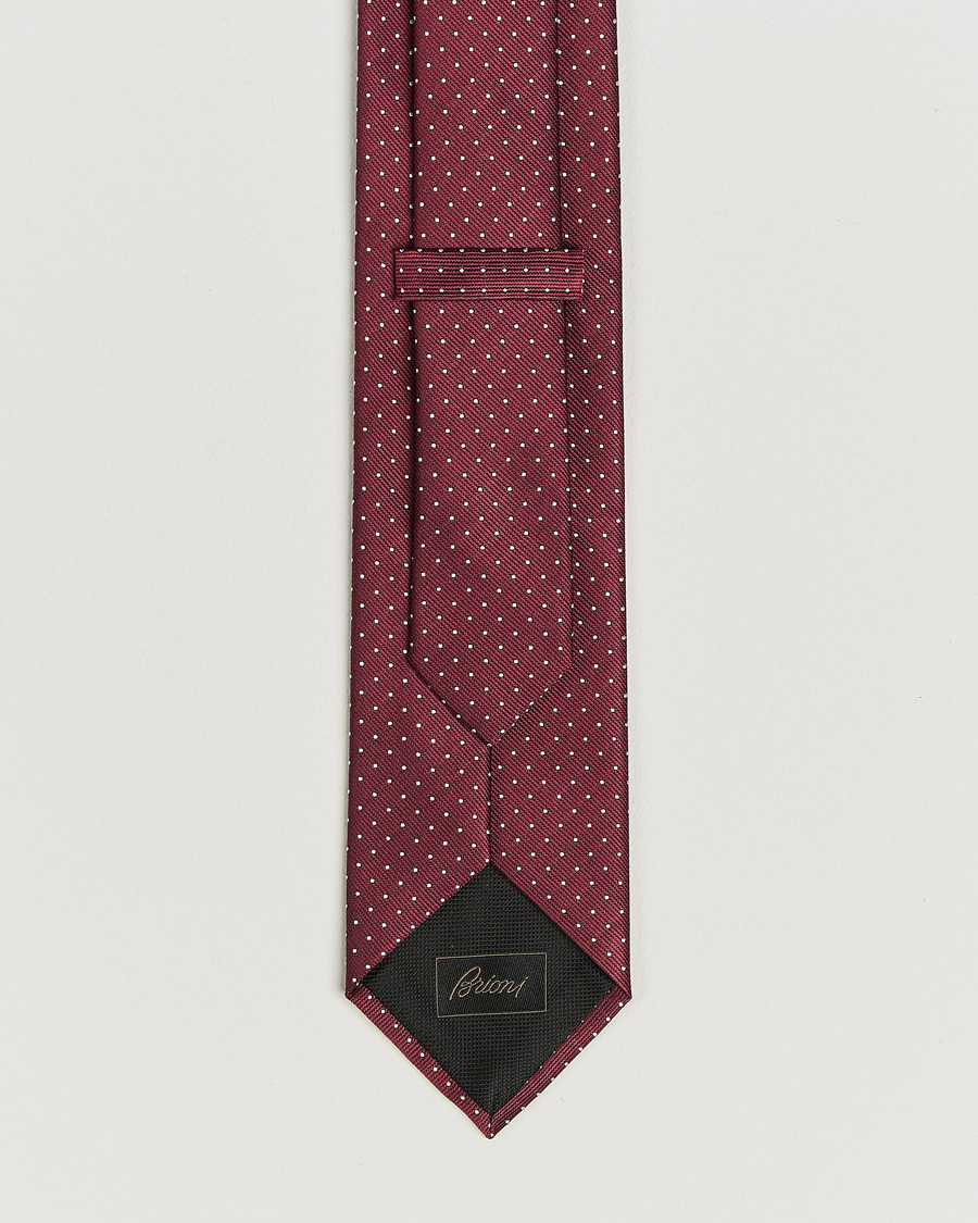 Herr | Slipsar | Brioni | Jacquard Dot Silk Tie Burgundy