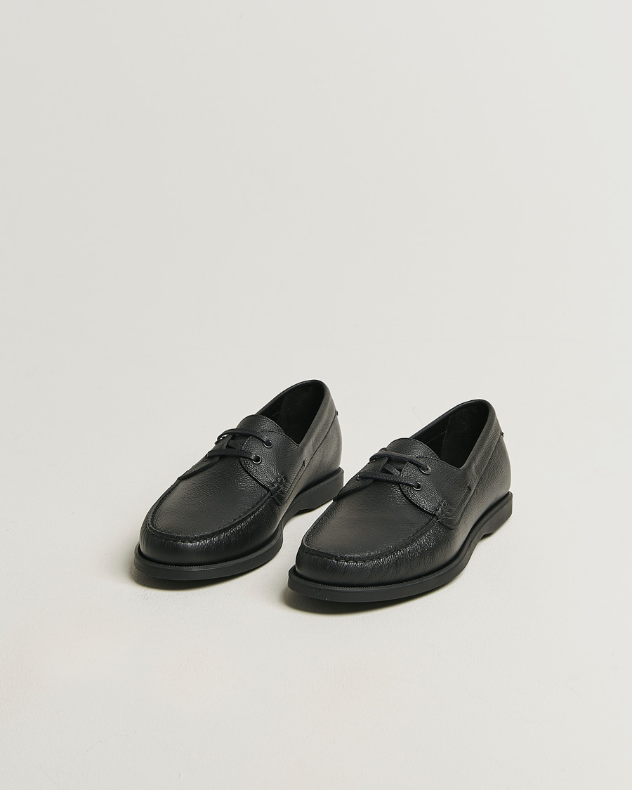 Herr | Seglarskor | Brioni | Grain Leather Boat Shoes Black Calf