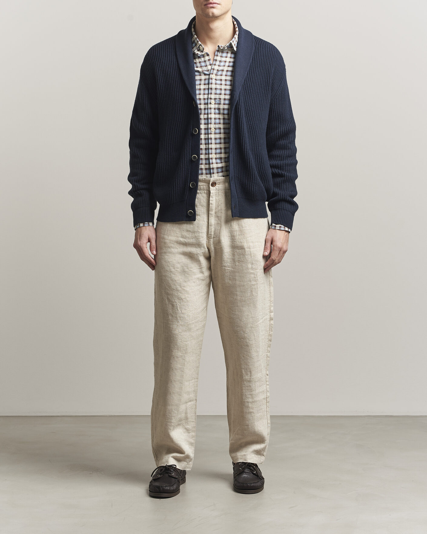 Herr | Tröjor | Altea | Cotton/Cashmere Shawl Cardigan Navy