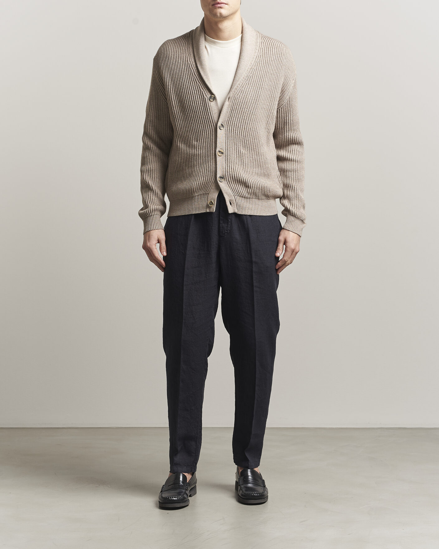 Herr | Tröjor | Altea | Cotton/Cashmere Shawl Cardigan Taupe