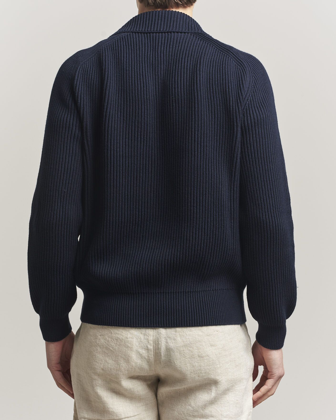 Herr | Tröjor | Altea | Cotton Rib Cardigan Jacket Navy