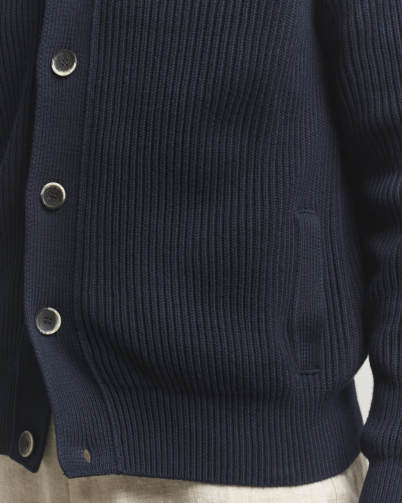 Herr | Tröjor | Altea | Cotton Rib Cardigan Jacket Navy