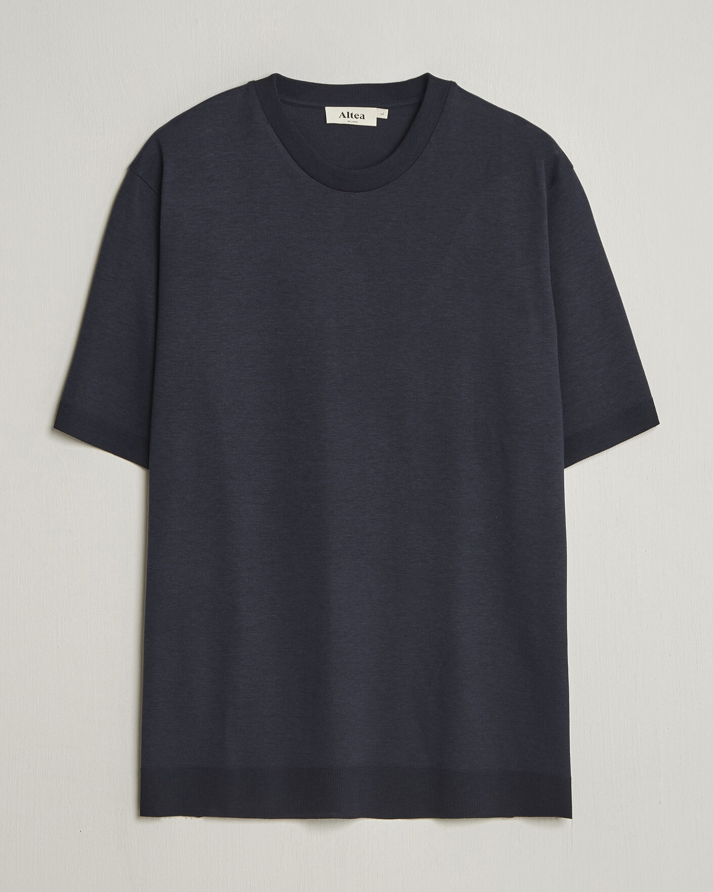 Herr | T-Shirts | Altea | Cotton/Stretch Knitted T-Shirt Navy