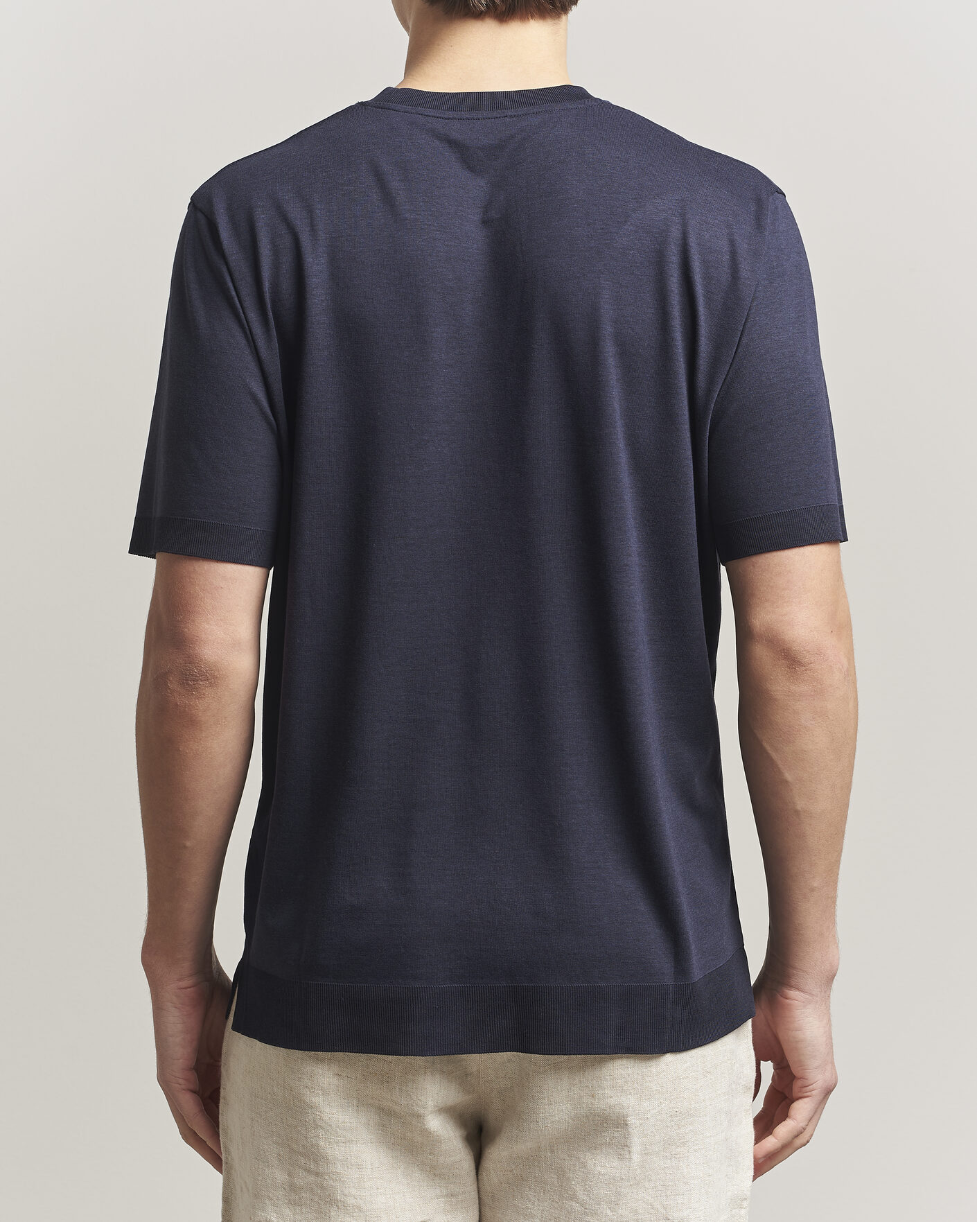 Herr | T-Shirts | Altea | Cotton/Stretch Knitted T-Shirt Navy