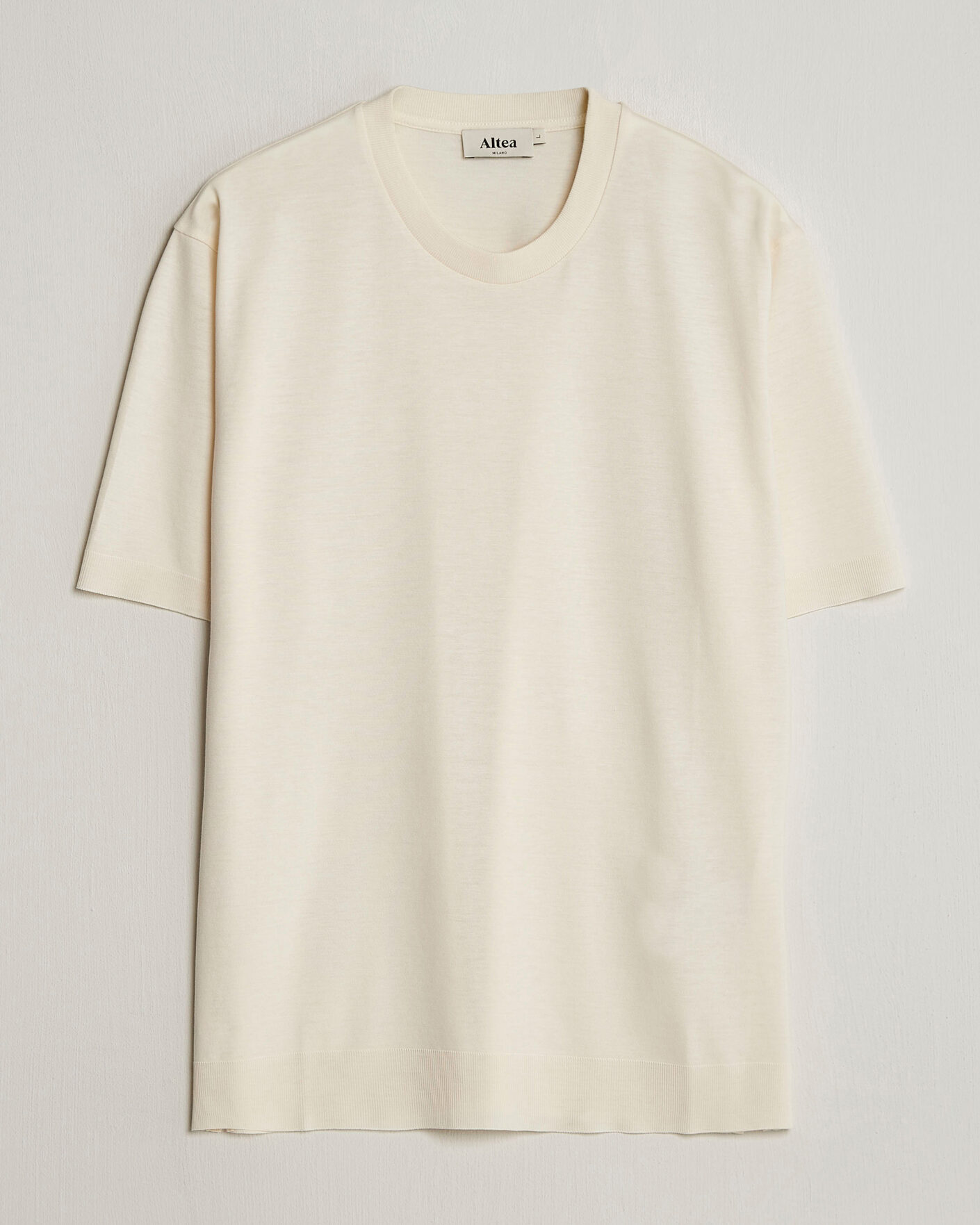 Herr | T-Shirts | Altea | Cotton/Stretch Knitted T-Shirt Off White