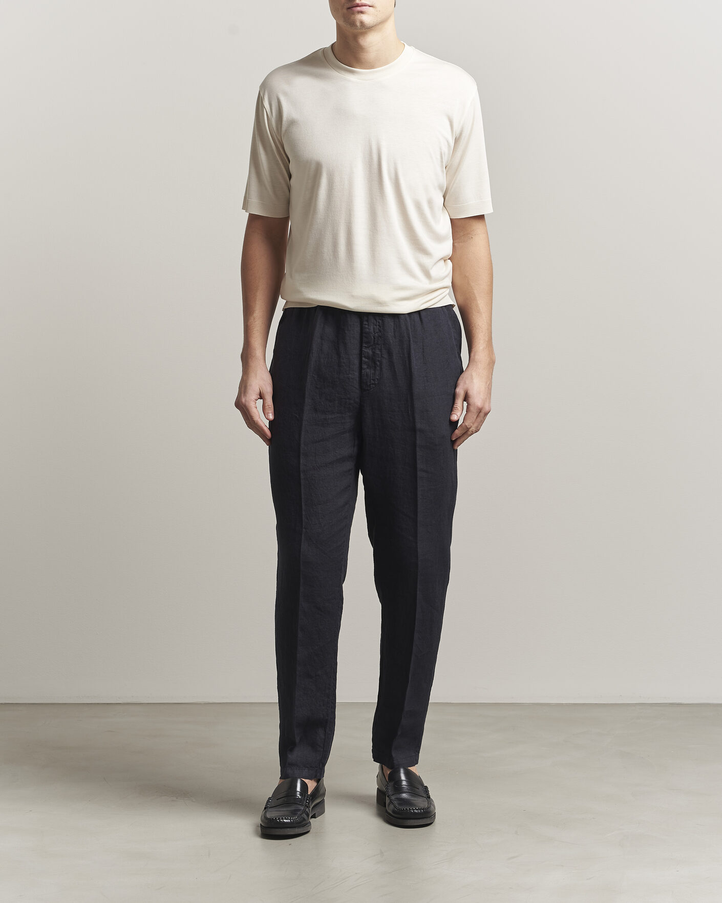 Herr | T-Shirts | Altea | Cotton/Stretch Knitted T-Shirt Off White