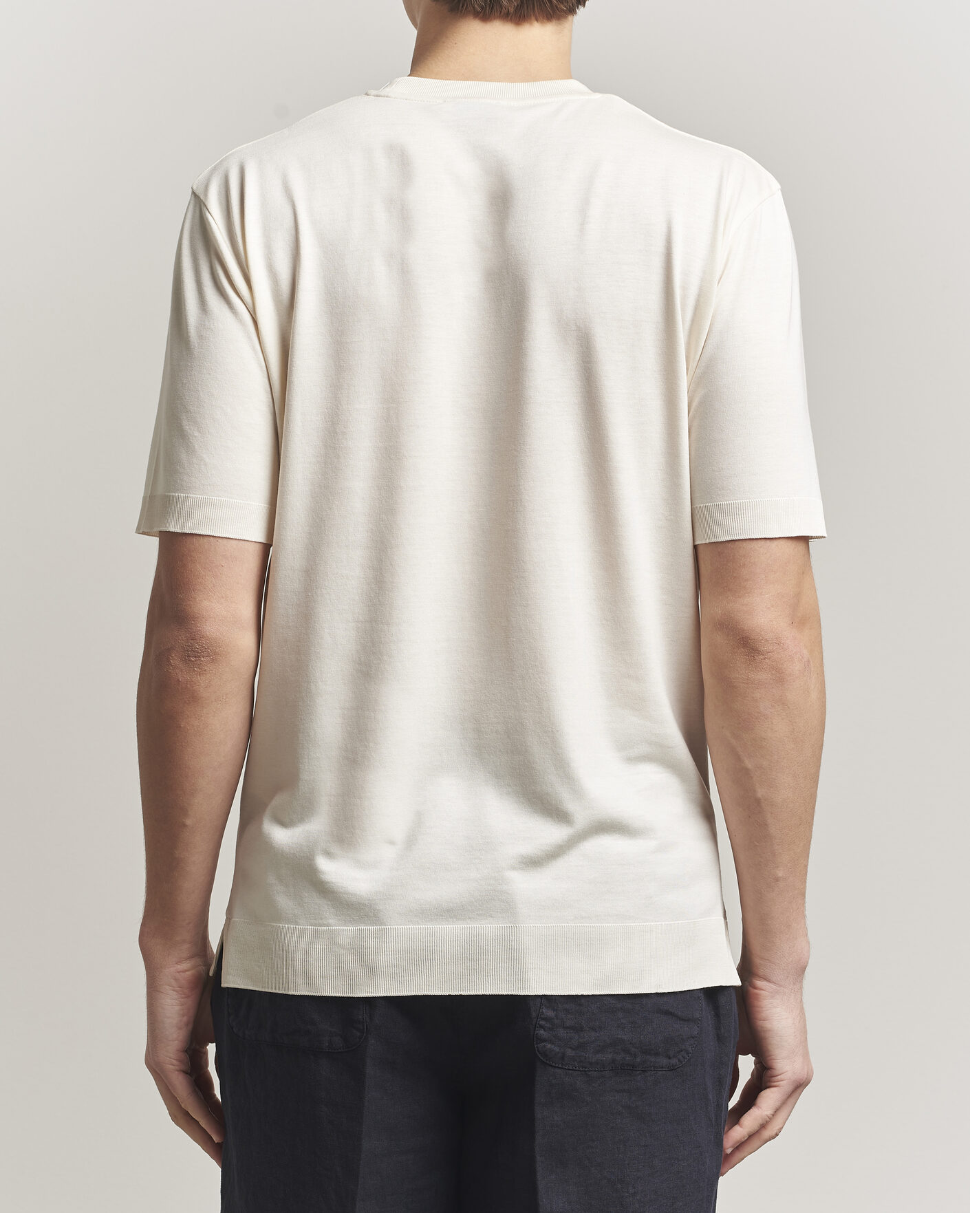 Herr | T-Shirts | Altea | Cotton/Stretch Knitted T-Shirt Off White
