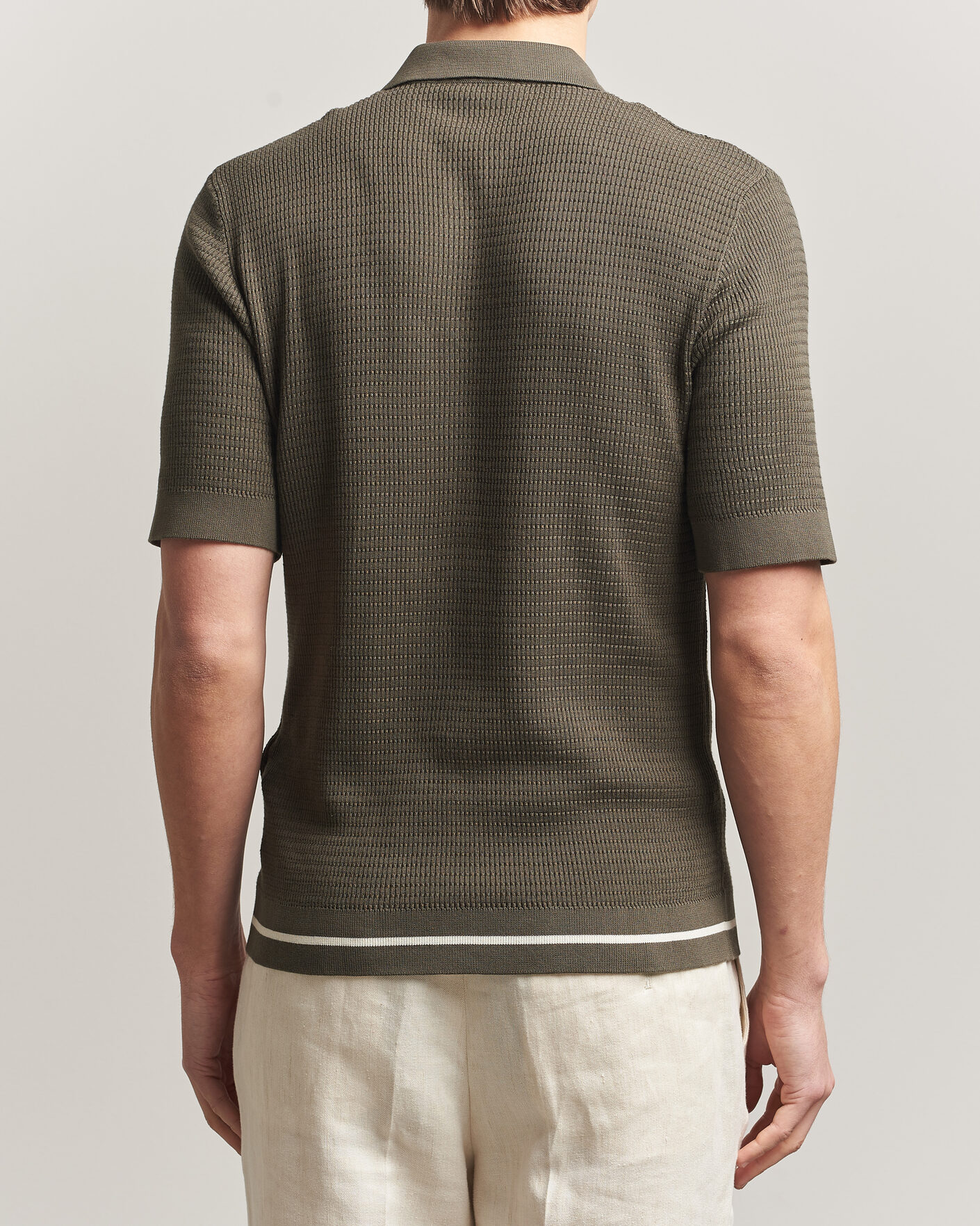Herr | Skjortor | Altea | Bamboo Stitch Knitted Camp Shirt Dark Green