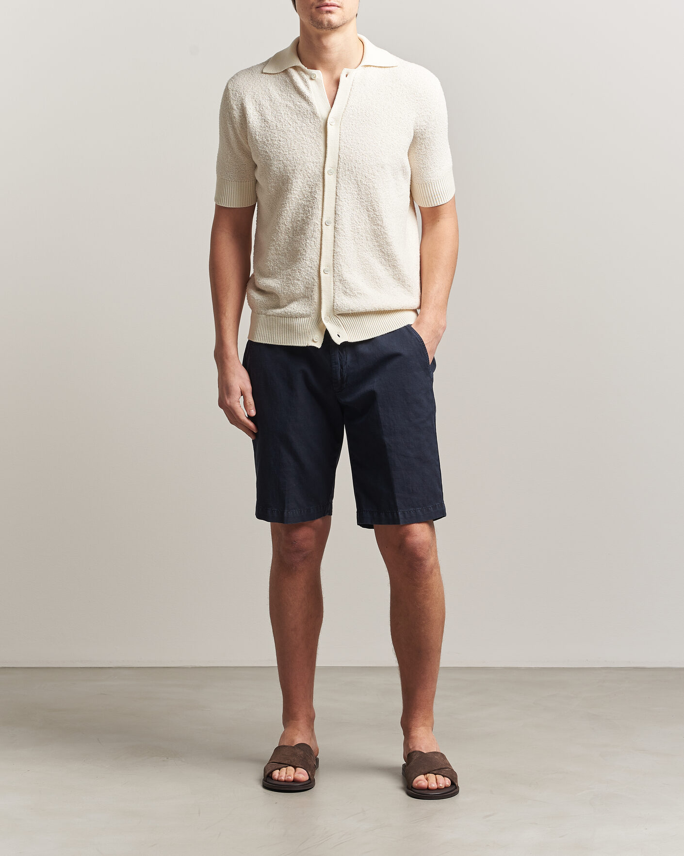 Herr | Skjortor | Altea | Soft Boucle Resort Shirt Off White