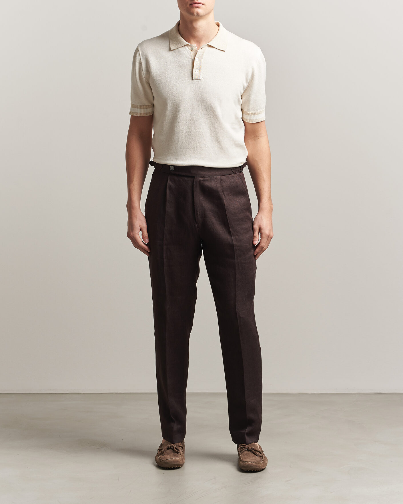 Herr | Pikéer | Altea | Cotton/Linen Piquet Polo Off White