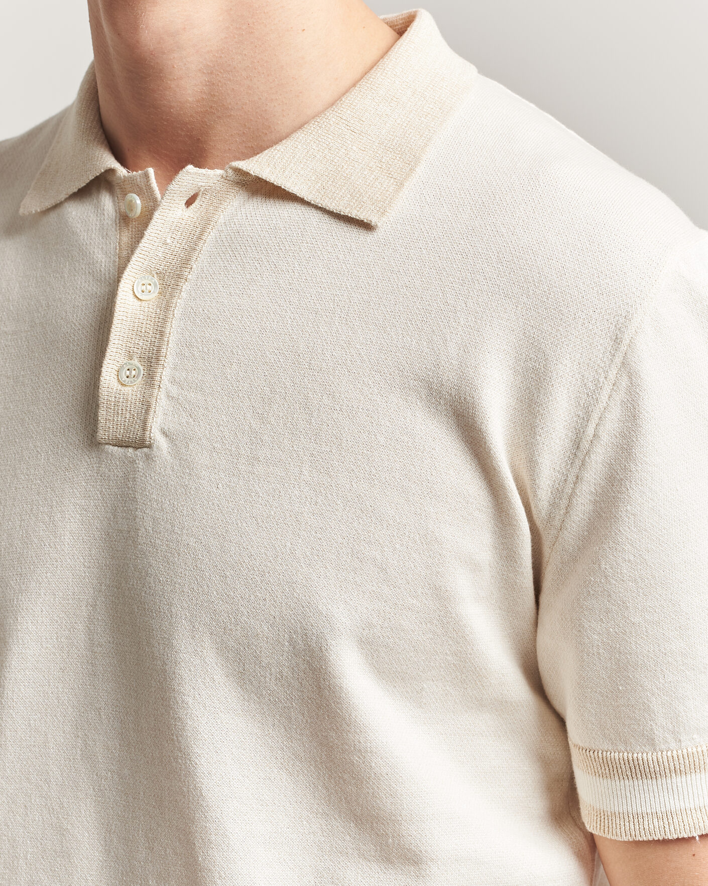 Herr | Pikéer | Altea | Cotton/Linen Piquet Polo Off White