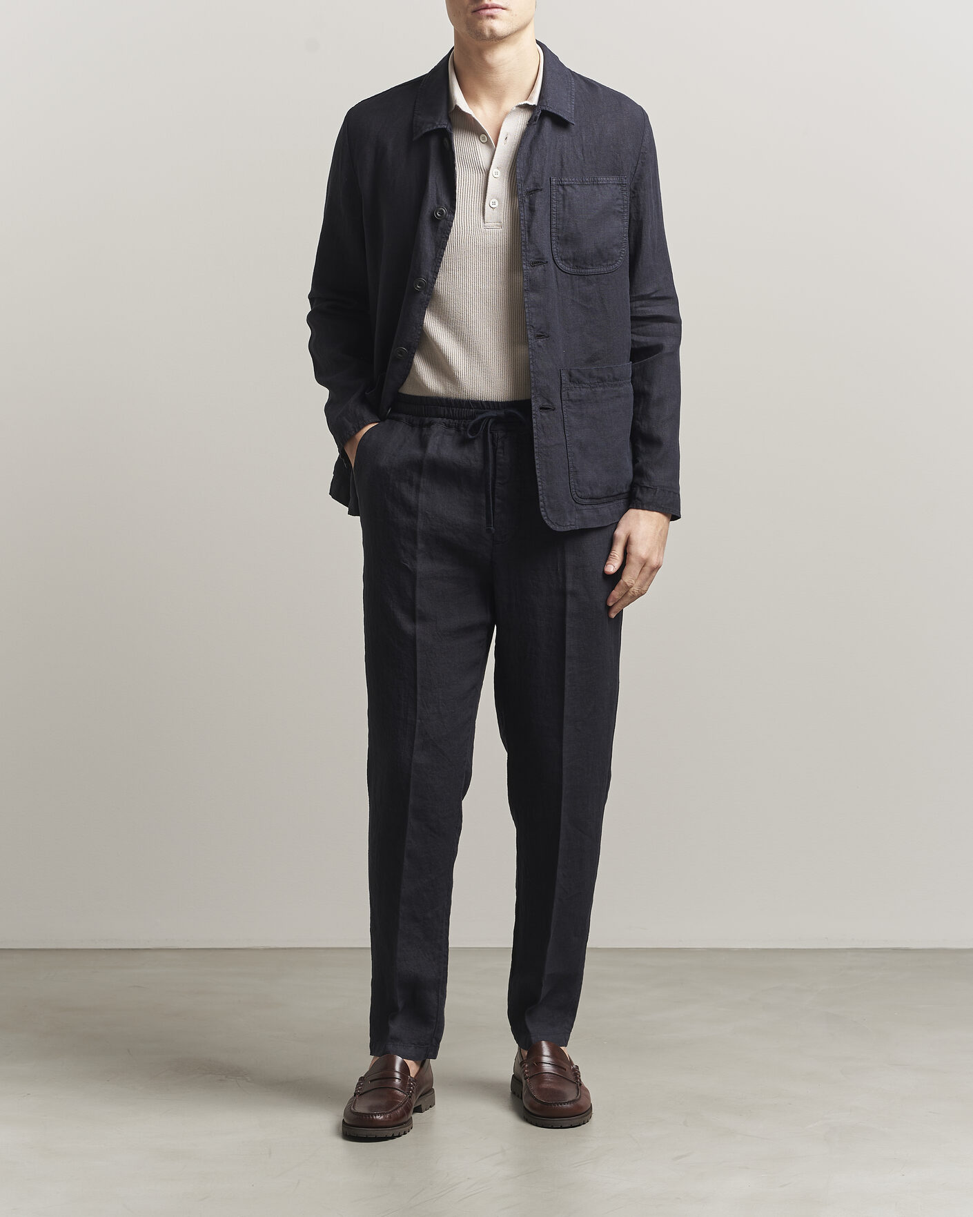 Herr | Jackor | Altea | Linen Chore Jacket Navy