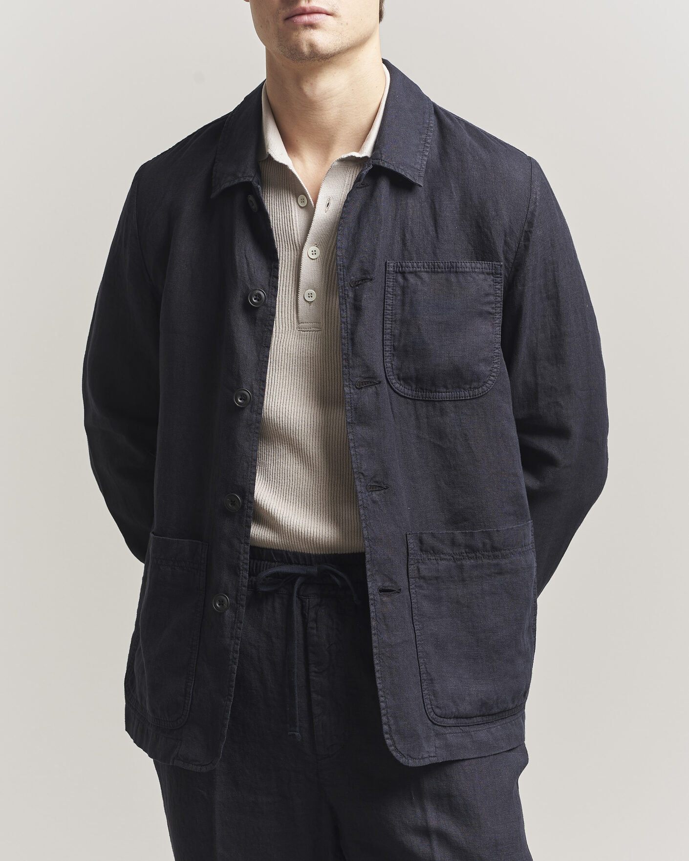 Herr | Jackor | Altea | Linen Chore Jacket Navy