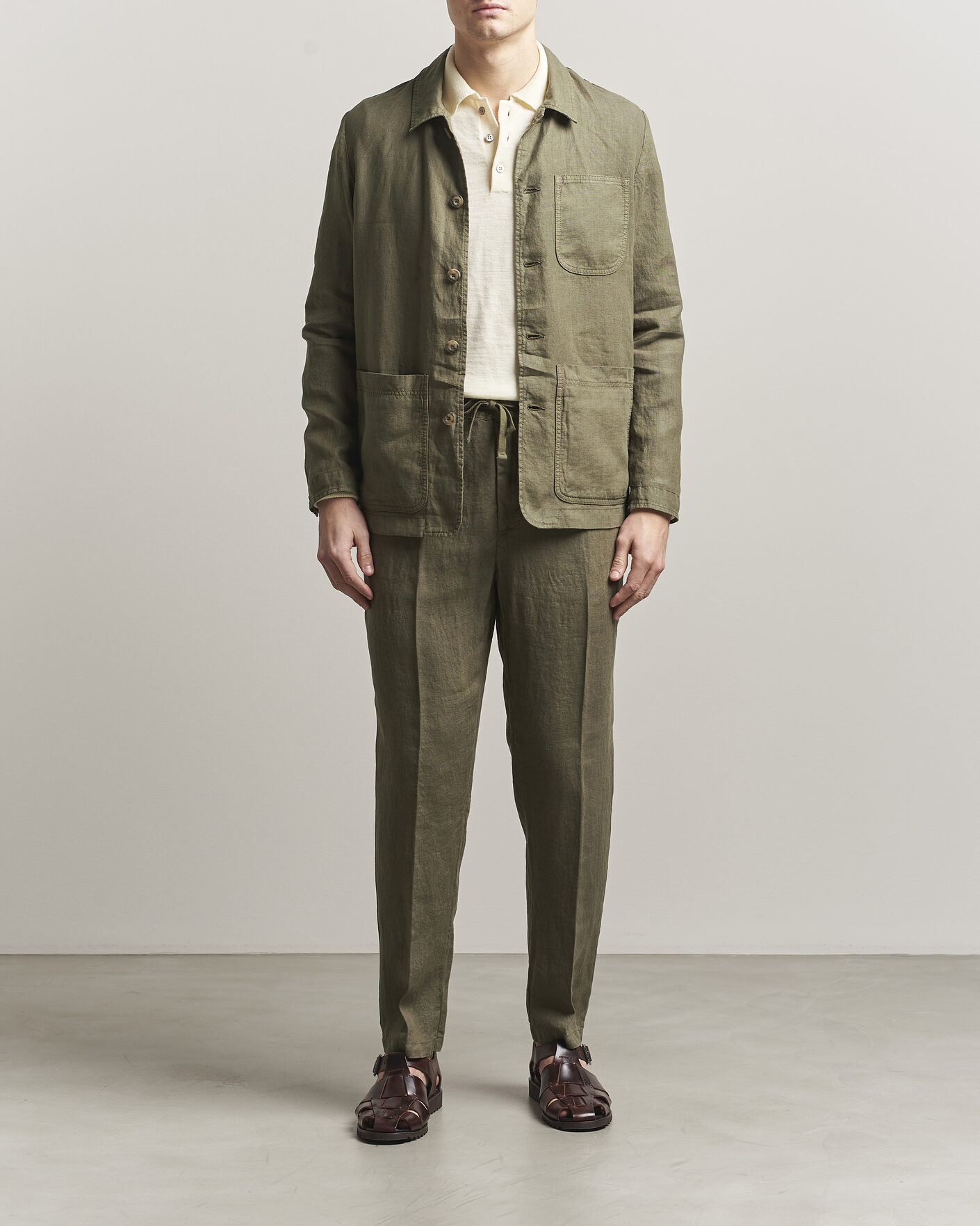 Herr | Jackor | Altea | Linen Chore Jacket Military