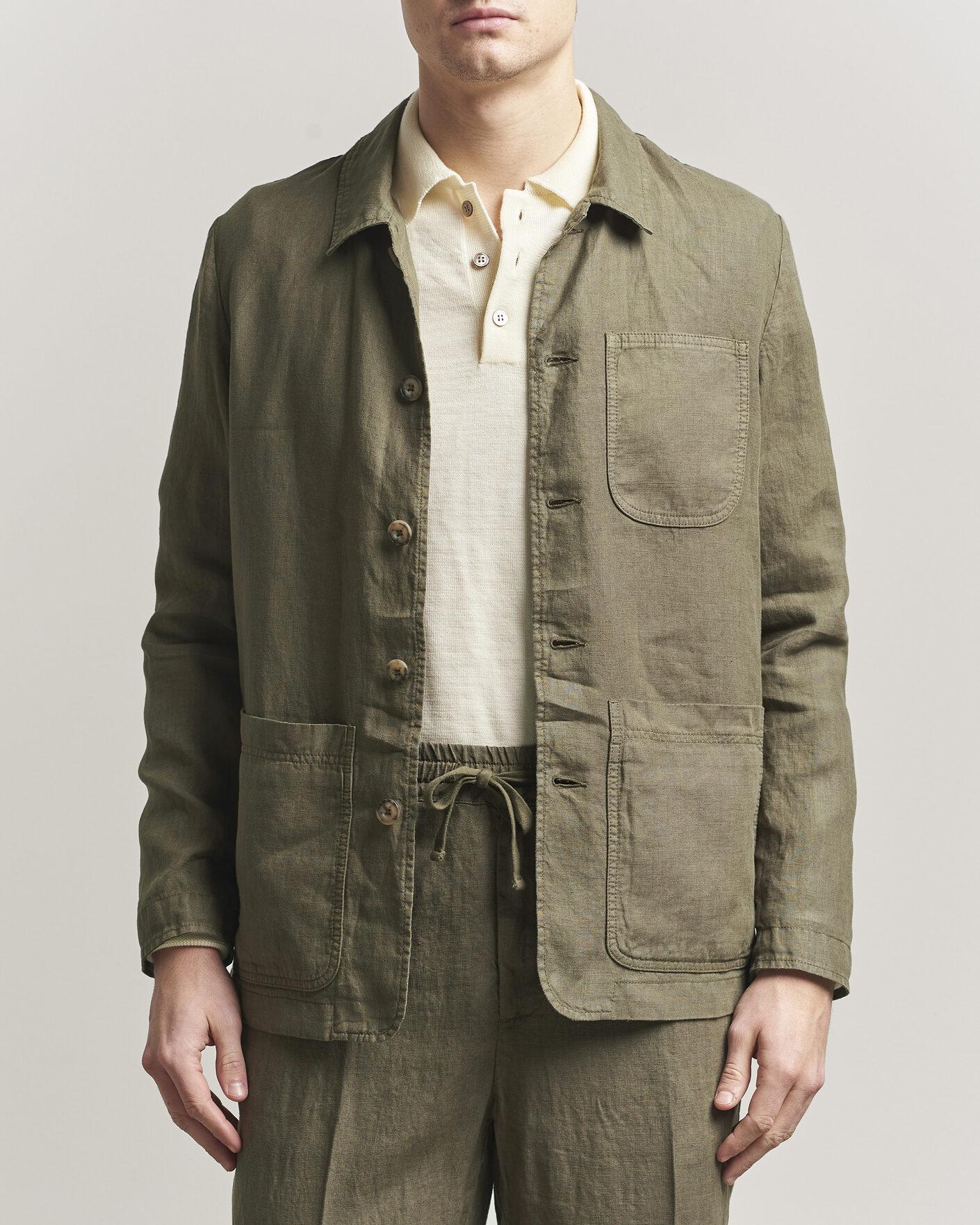 Herr | Jackor | Altea | Linen Chore Jacket Military