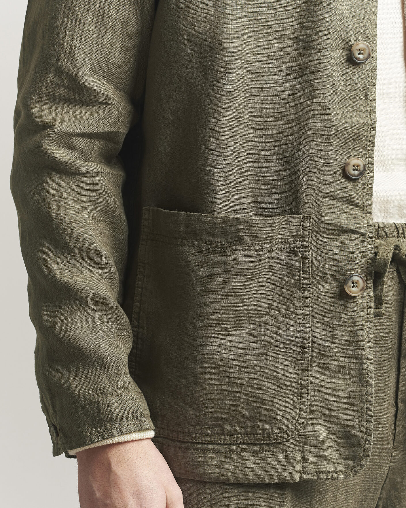 Herr | Jackor | Altea | Linen Chore Jacket Military