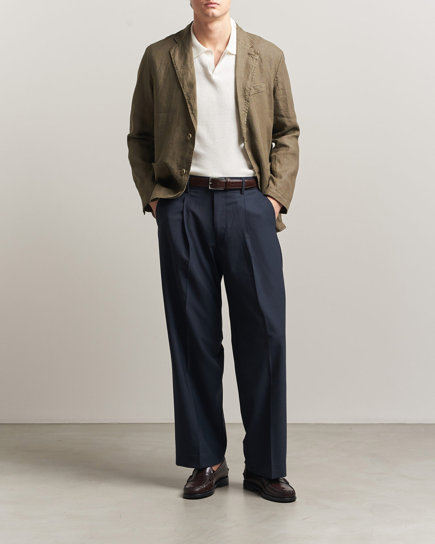 Herr | Kavajer | Altea | Linen Blazer Military