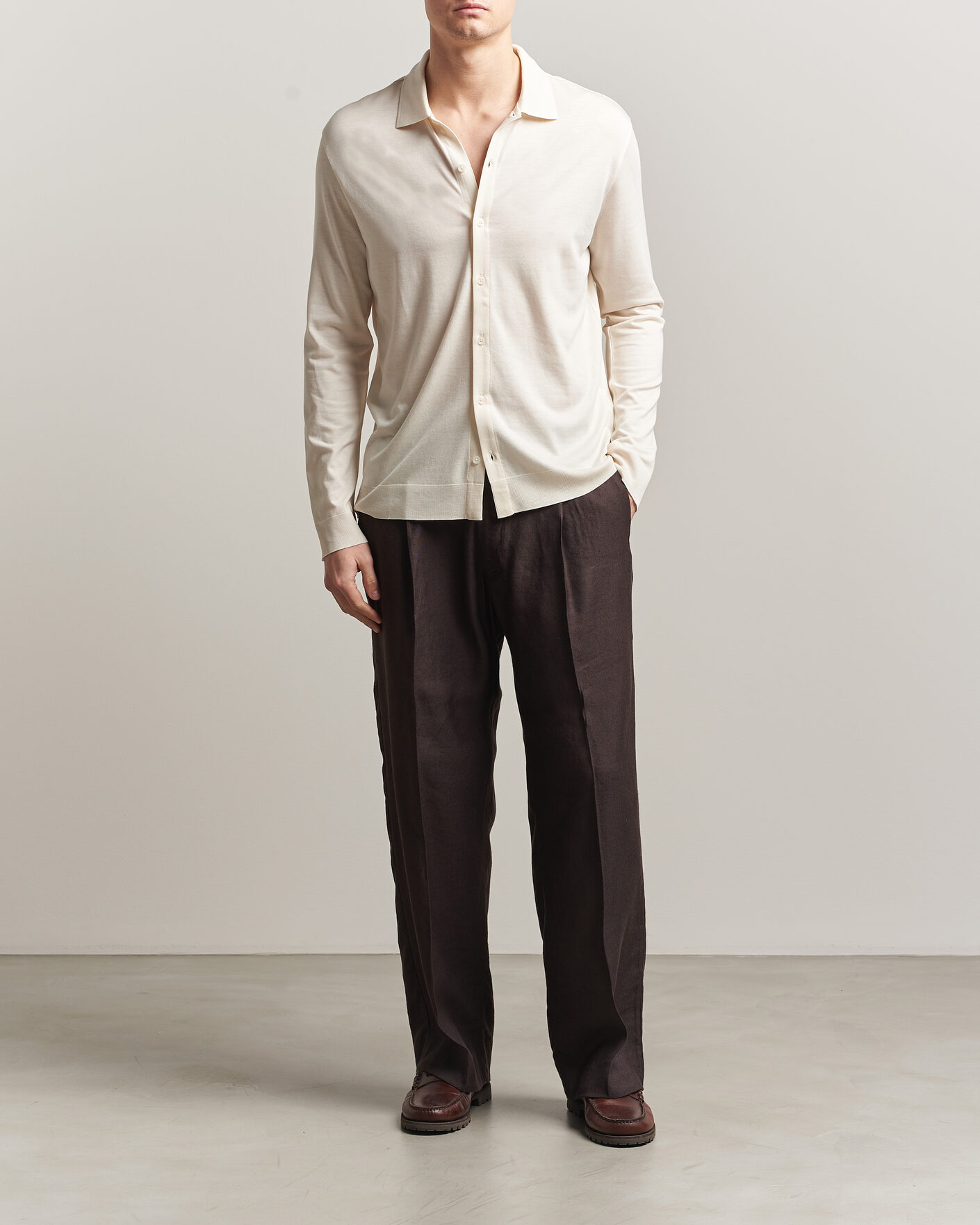 Herr | Skjortor | Altea | Jersey Knit Shirt Off White