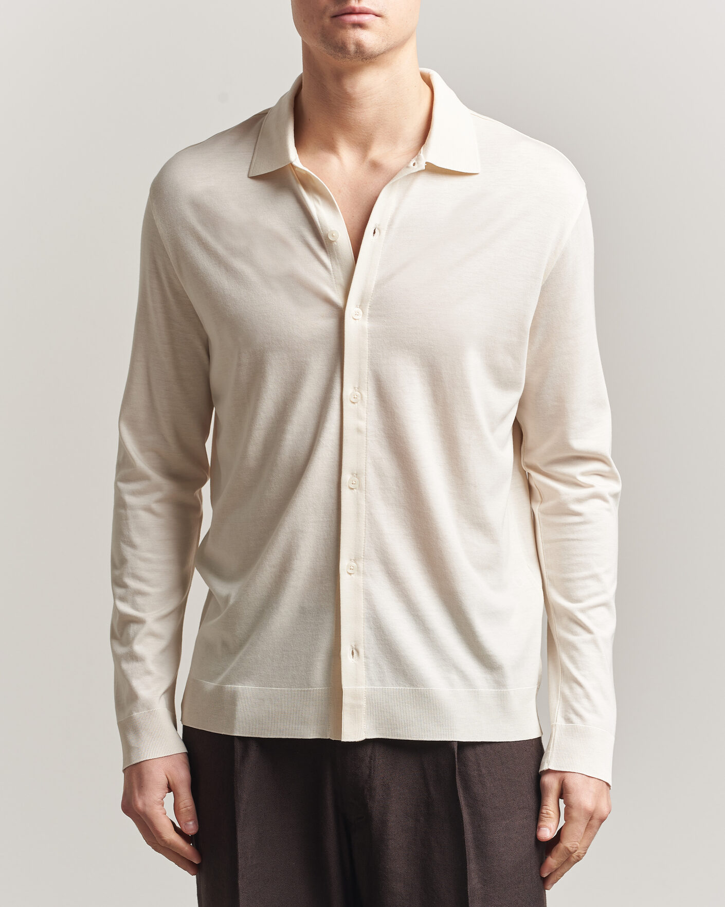 Herr | Skjortor | Altea | Jersey Knit Shirt Off White