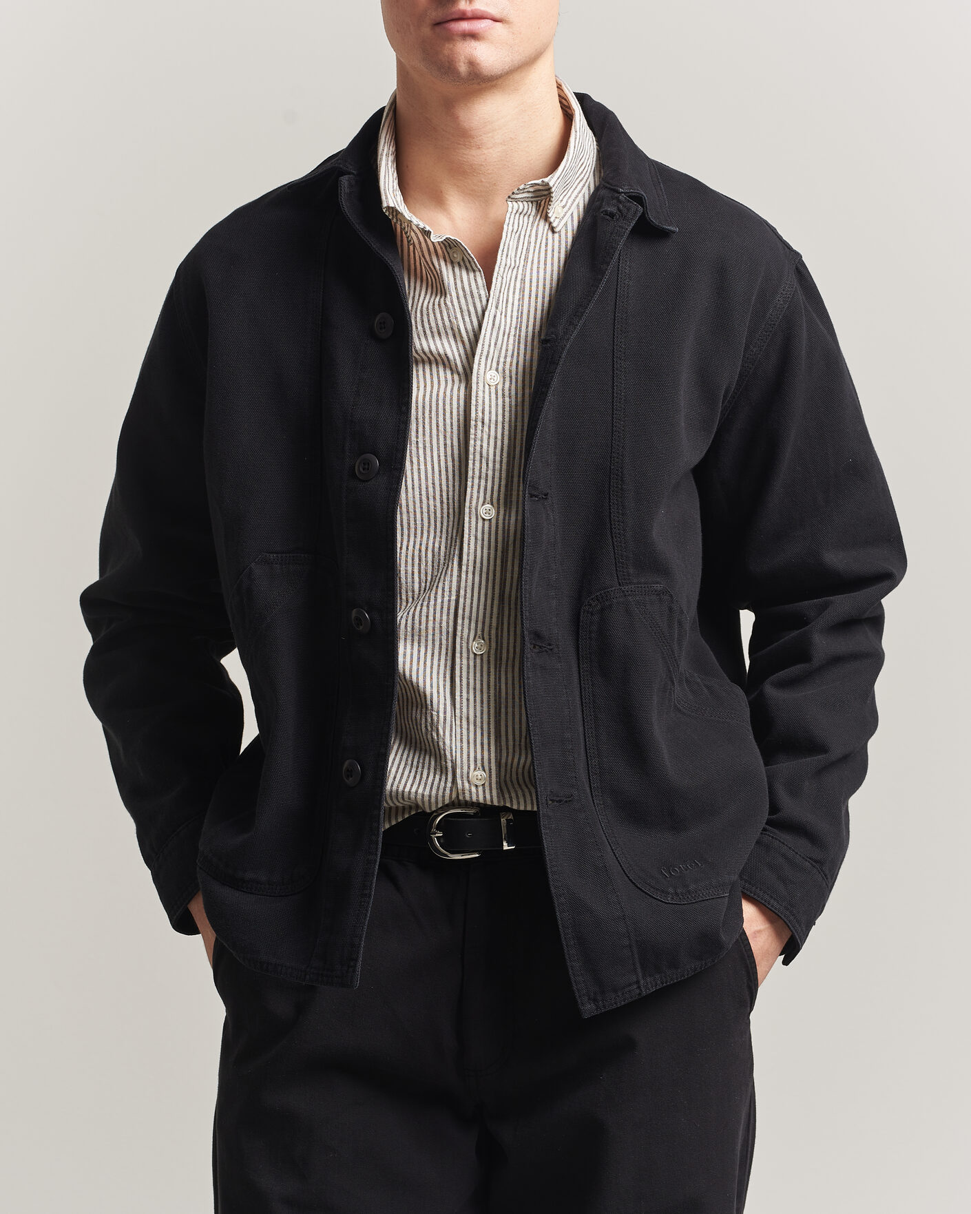 Herr | Skjortor | Forét | Berry Canvas Overshirt Black