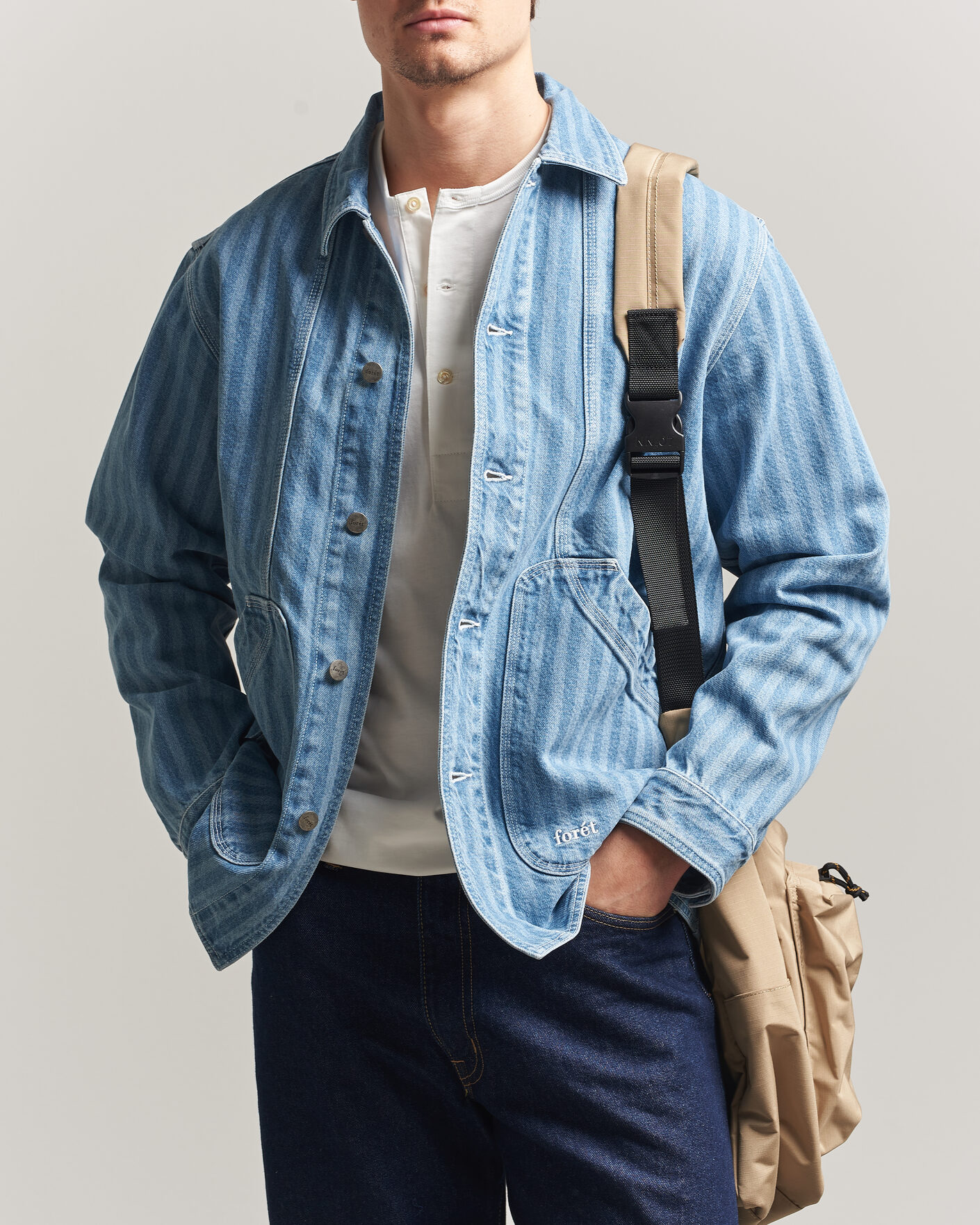 Herr | Skjortor | Forét | Berry Denim Overshirt Striped Denim