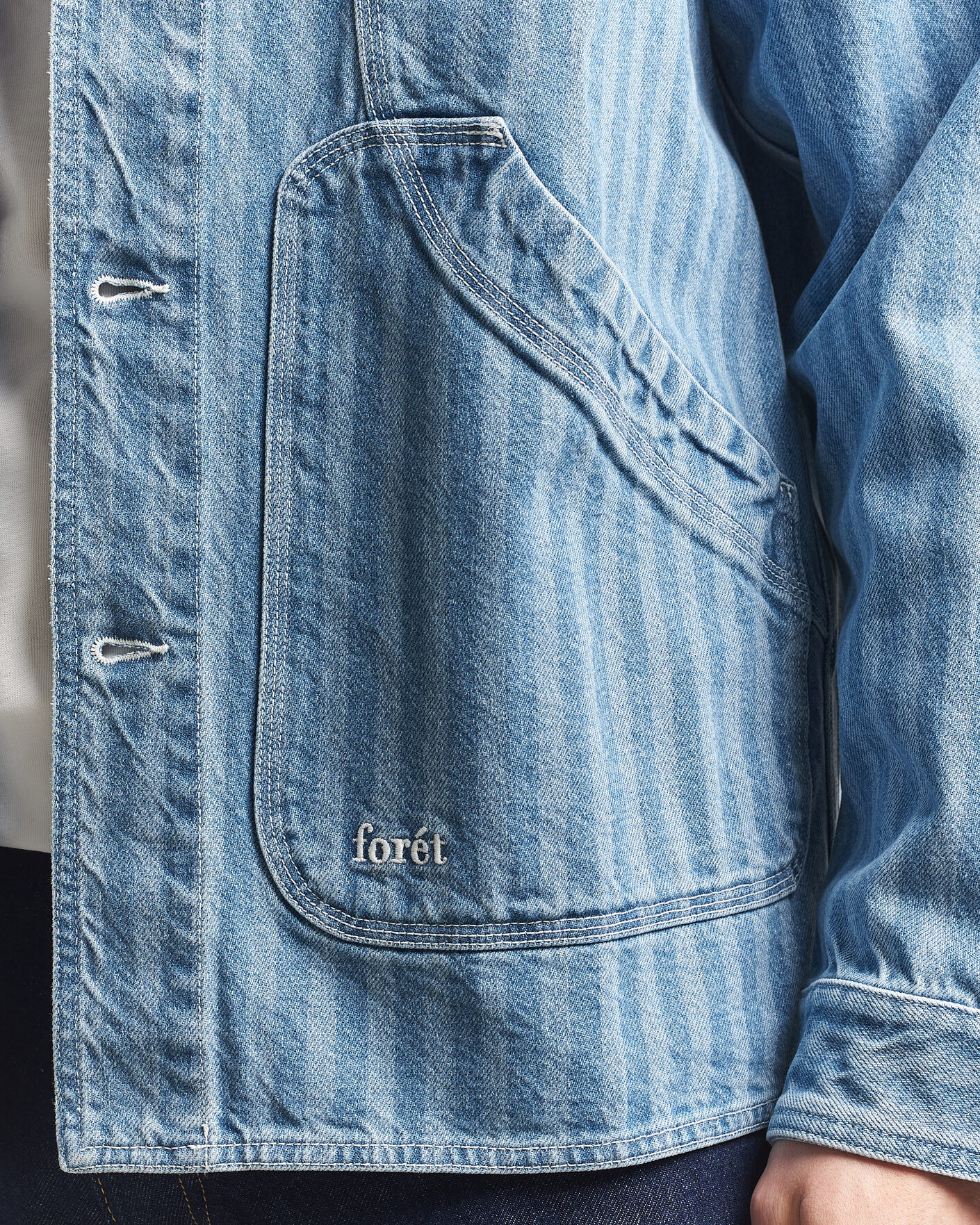 Herr | Skjortor | Forét | Berry Denim Overshirt Striped Denim