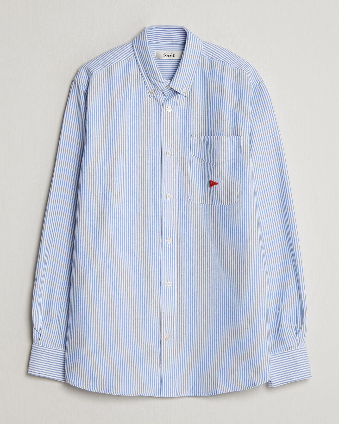 Herr | Skjortor | Forét | Flag Regular Fit Pocket Oxford Shirt Blue Stripe
