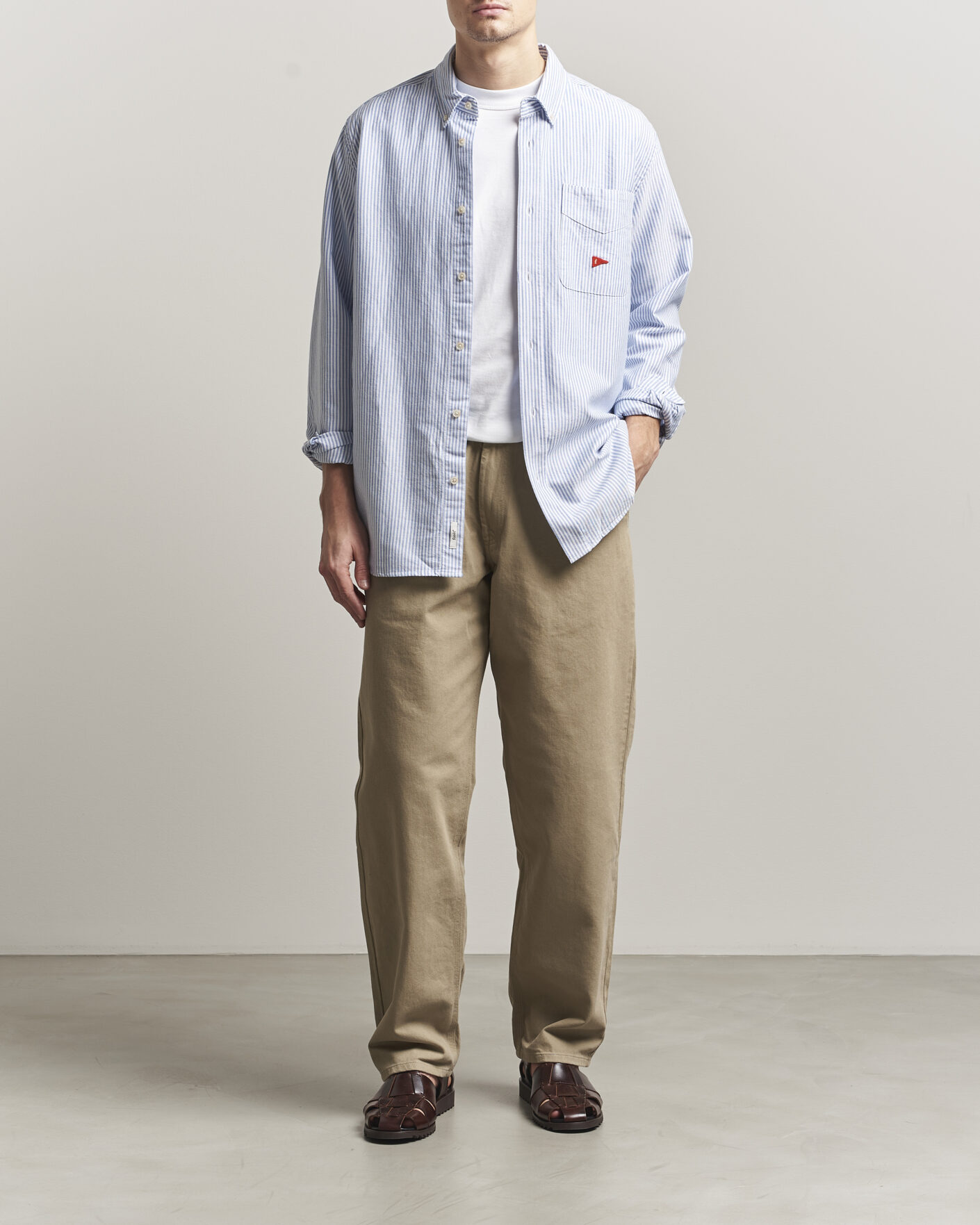 Herr | Skjortor | Forét | Flag Regular Fit Pocket Oxford Shirt Blue Stripe