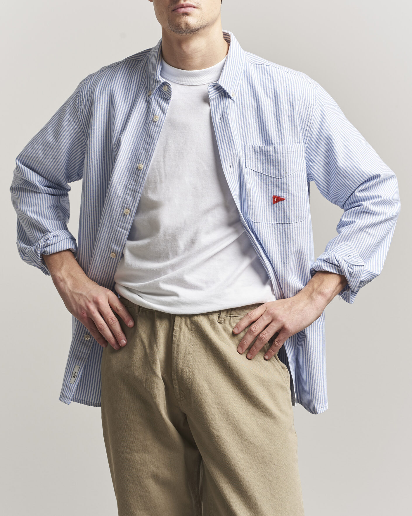 Herr | Skjortor | Forét | Flag Regular Fit Pocket Oxford Shirt Blue Stripe