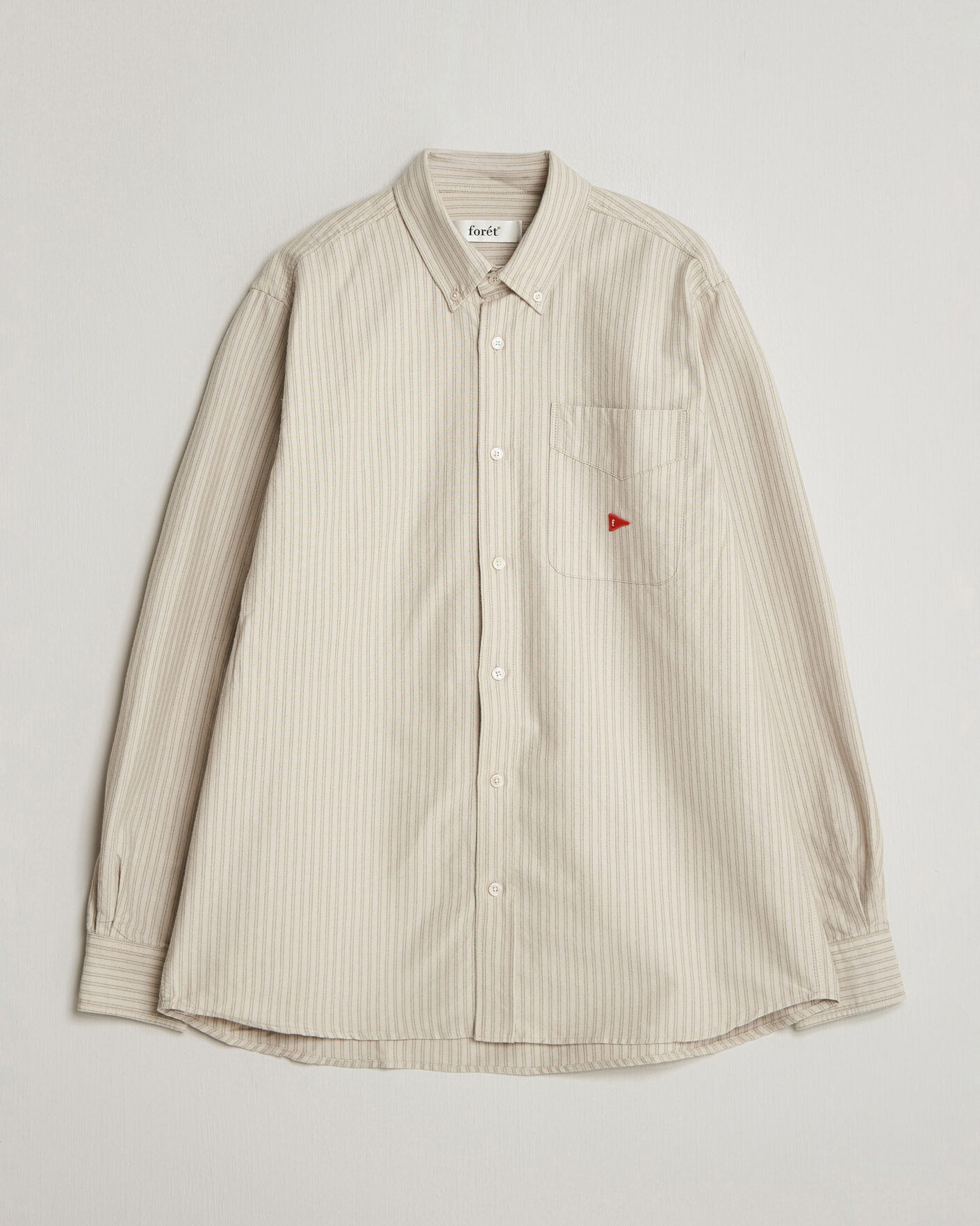 Herr | Skjortor | Forét | Flag Regular Fit Pocket Oxford Shirt Taupe Stripe