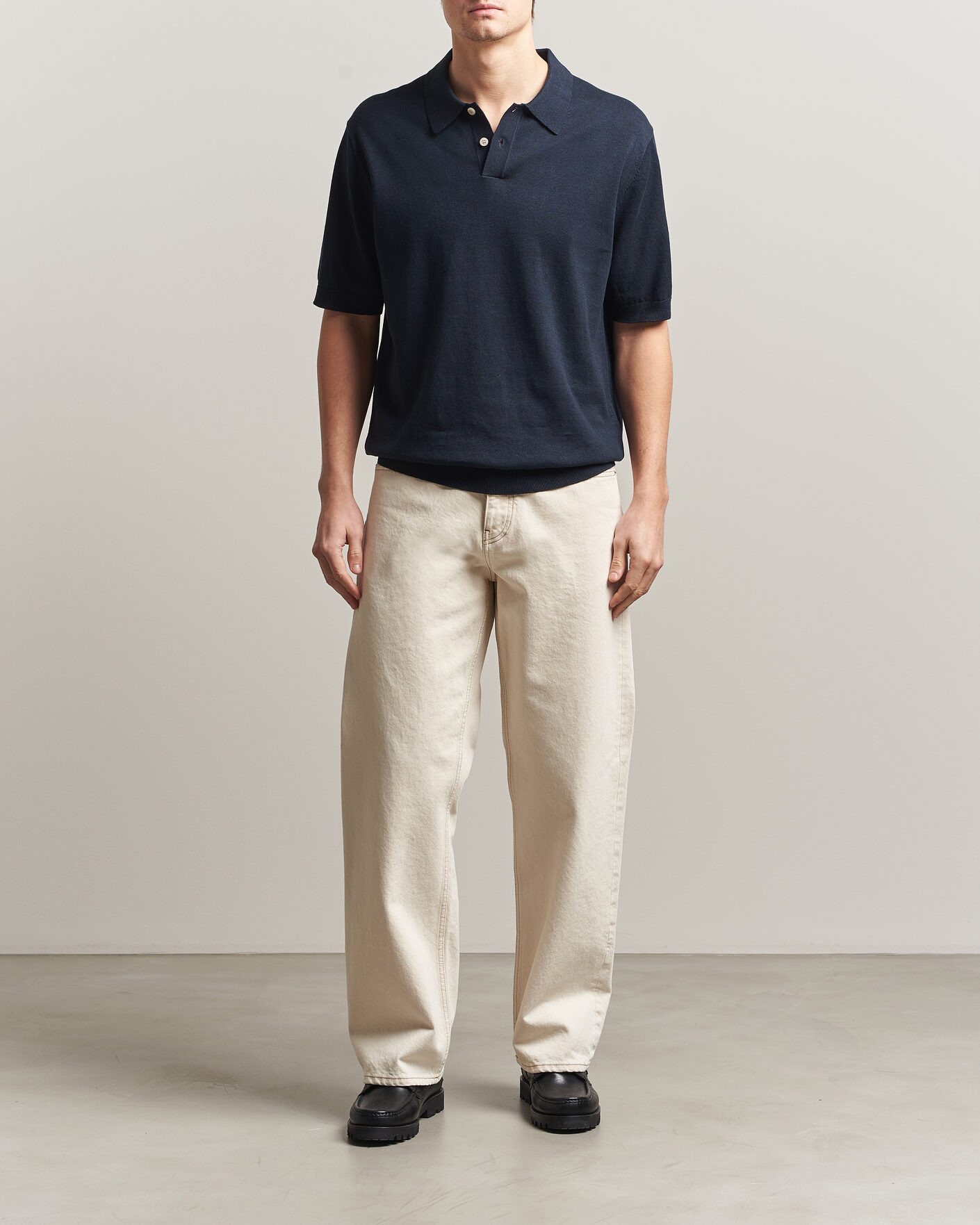 Herr | Pikéer | Forét | Sea Cotton/Linen Polo Navy